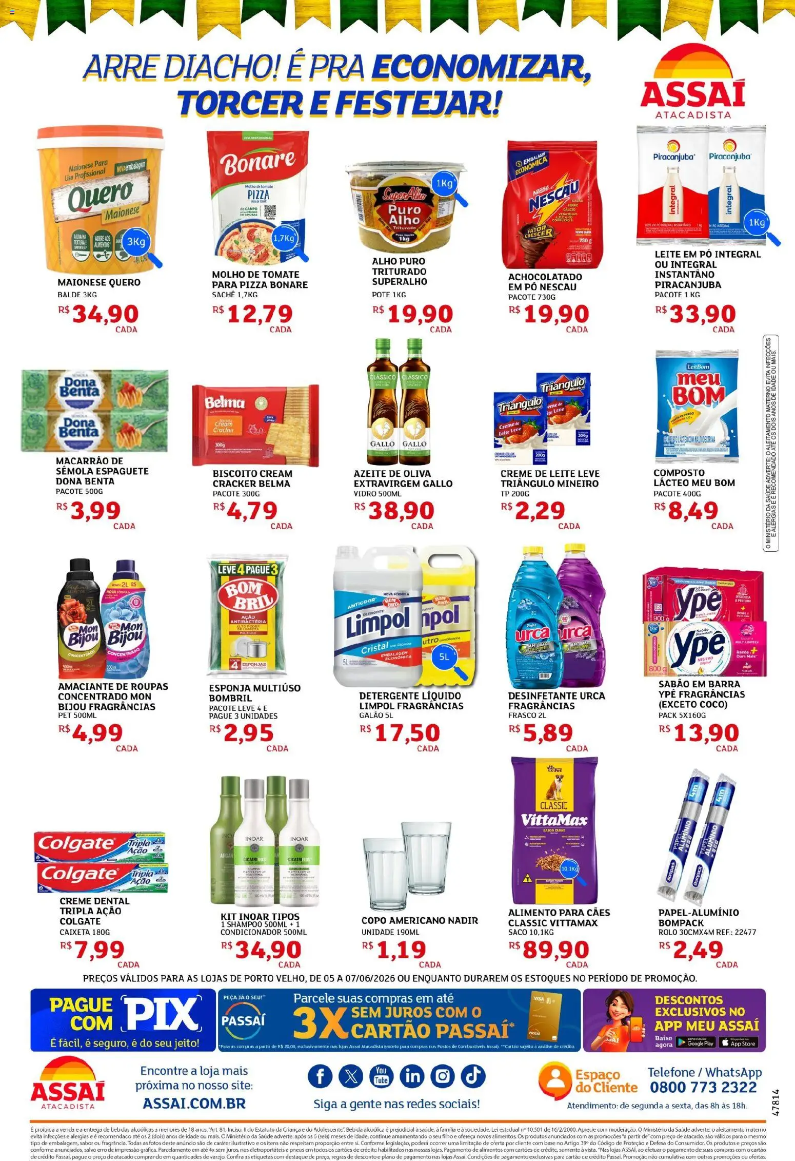 Assaí Atacadista Folheto - válido de 05.06.2026 | Página: 2 | Produtos: Pó, Sabão, Detergente, Telefone