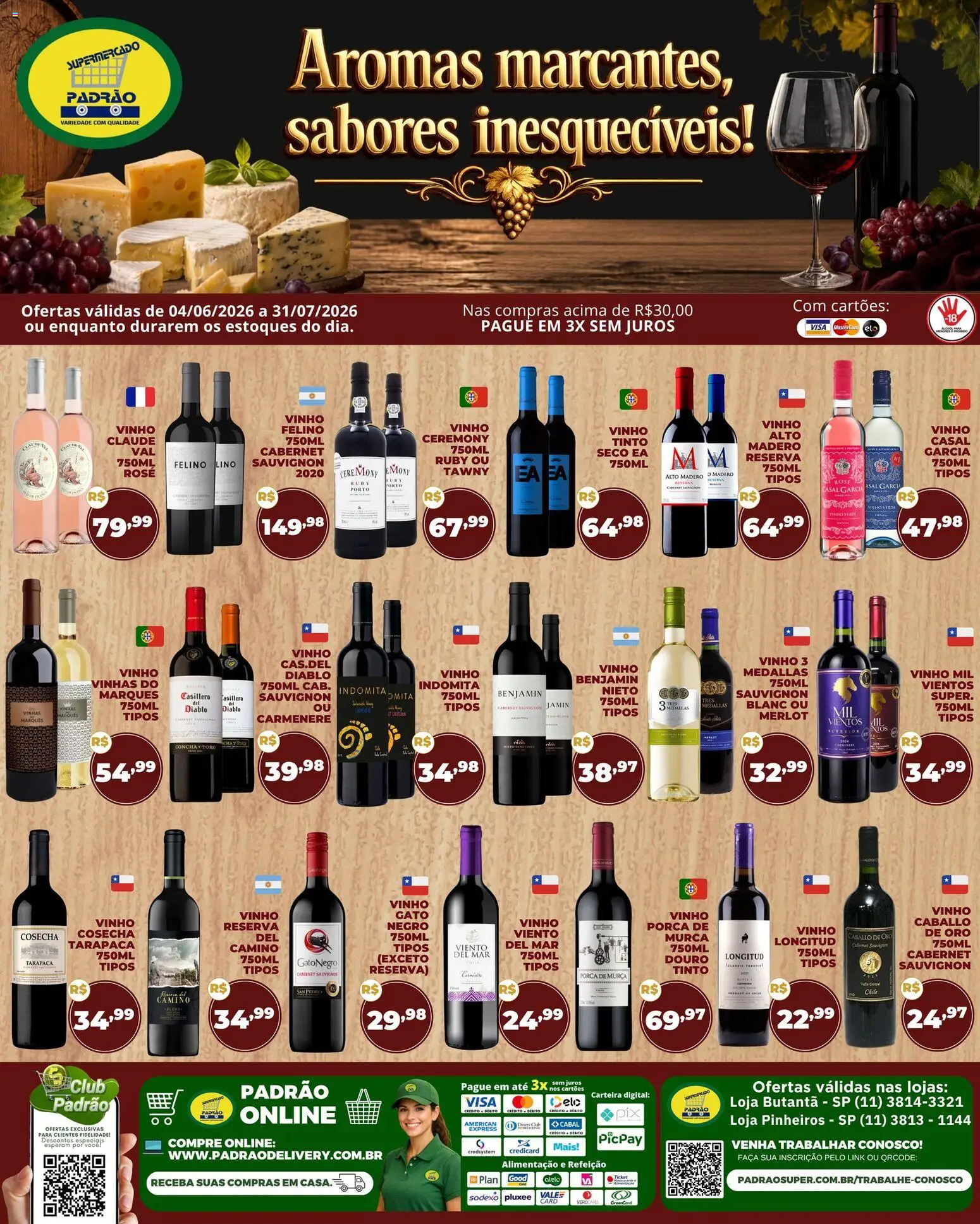 Supermercado Padrão Folheto - válido de 04.06.2026 | Página: 1 | Produtos: Faca, Vinho, Benjamin, Carteira