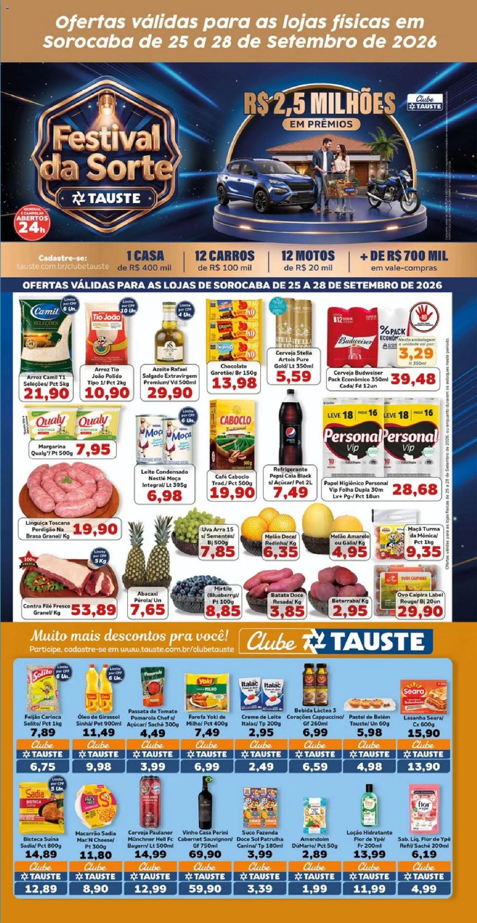 Tauste Folheto - válido de 25/09/2026 | Página: 2 | Produtos: Melão, Amendoim, Pepsi, Creme de leite