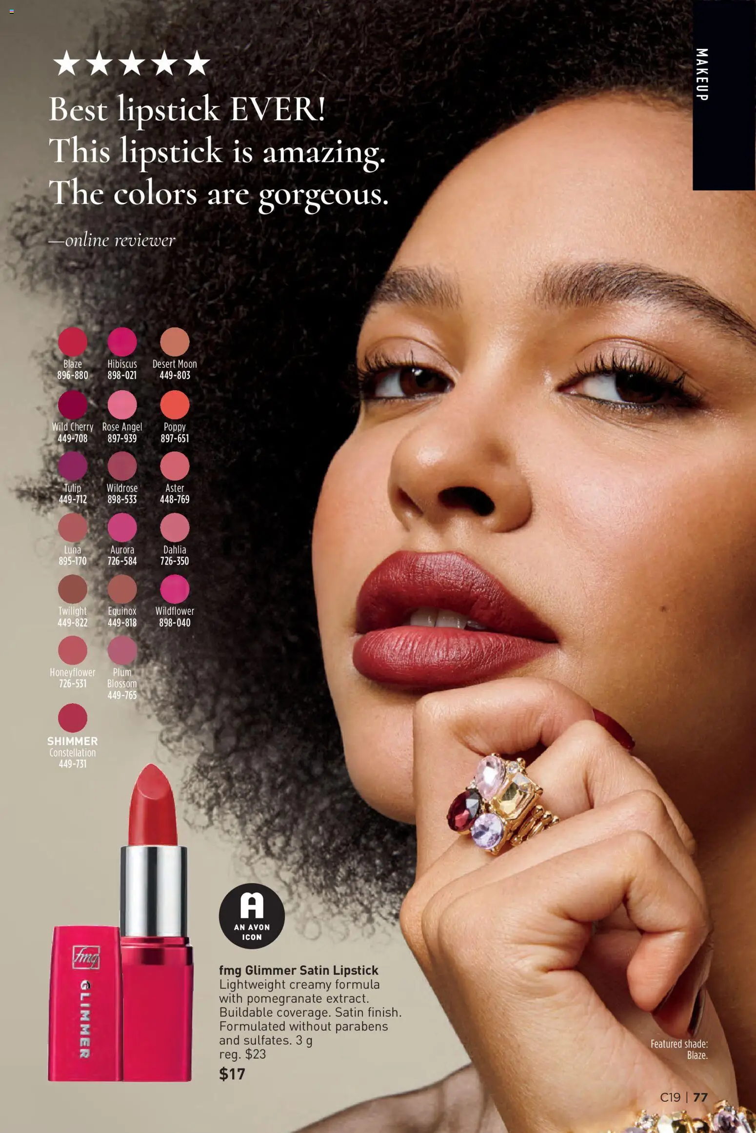 Avon flyer valid from Sep 9, 2026 | Page: 77 | Products: Pomegranate, Lipstick