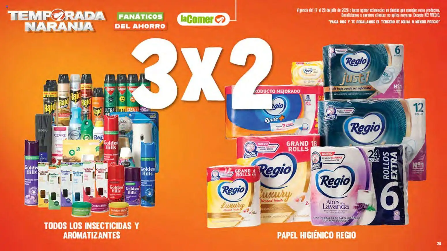 Nuevas ofertas de La Comer válidas en toda la República Mexicana desde el 17/07/2026. ¡Encuentra las mejores ofertas en La Comer folleto! | Página: 20 | Productos: Papel higiénico, Té