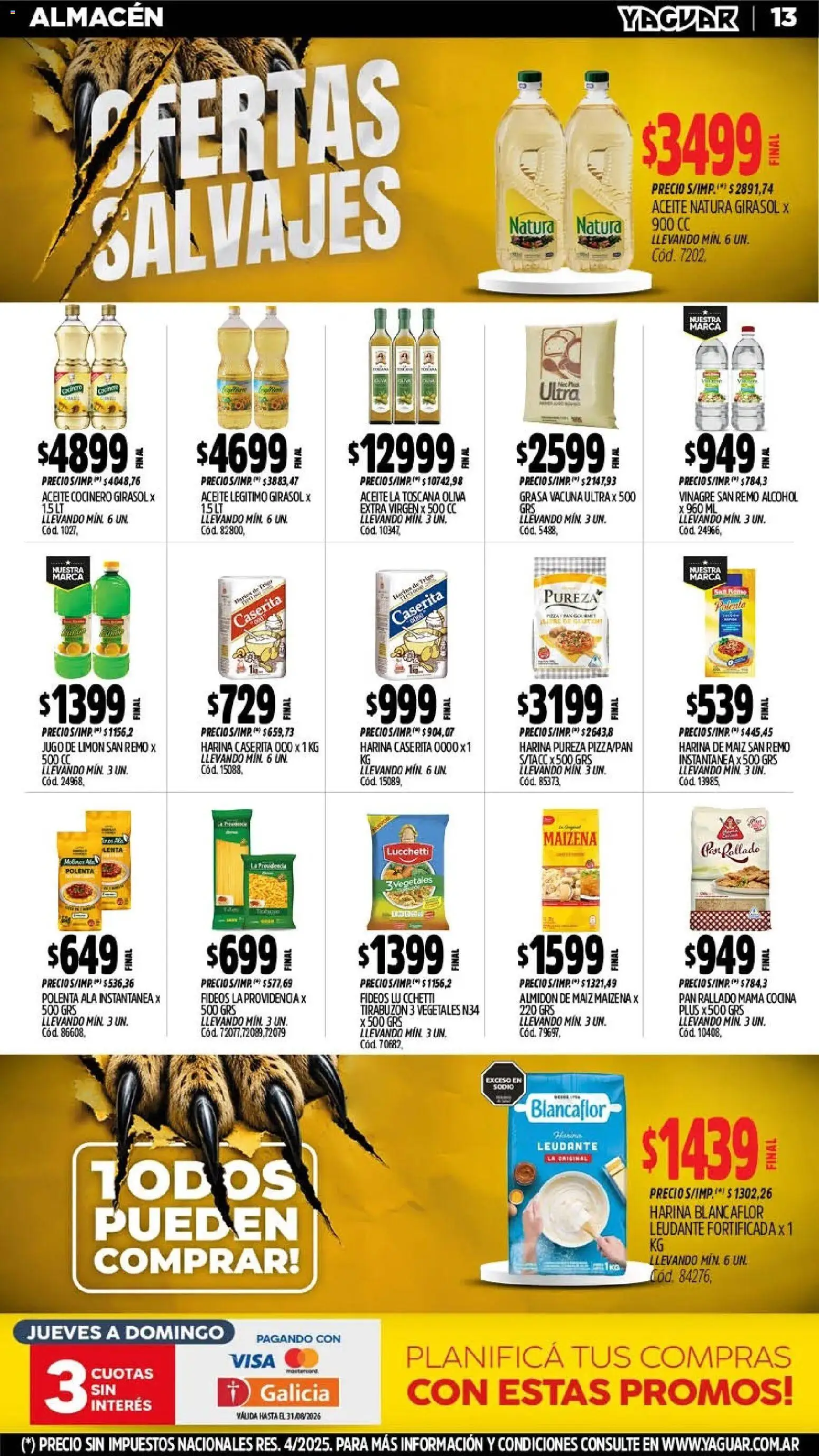 Yaguar - Oferta Semanal Buenos Aires │ válido desde el 10/08/2026 | Página: 15 | Productos: Aceite, Vinagre, Limón, Pan rallado
