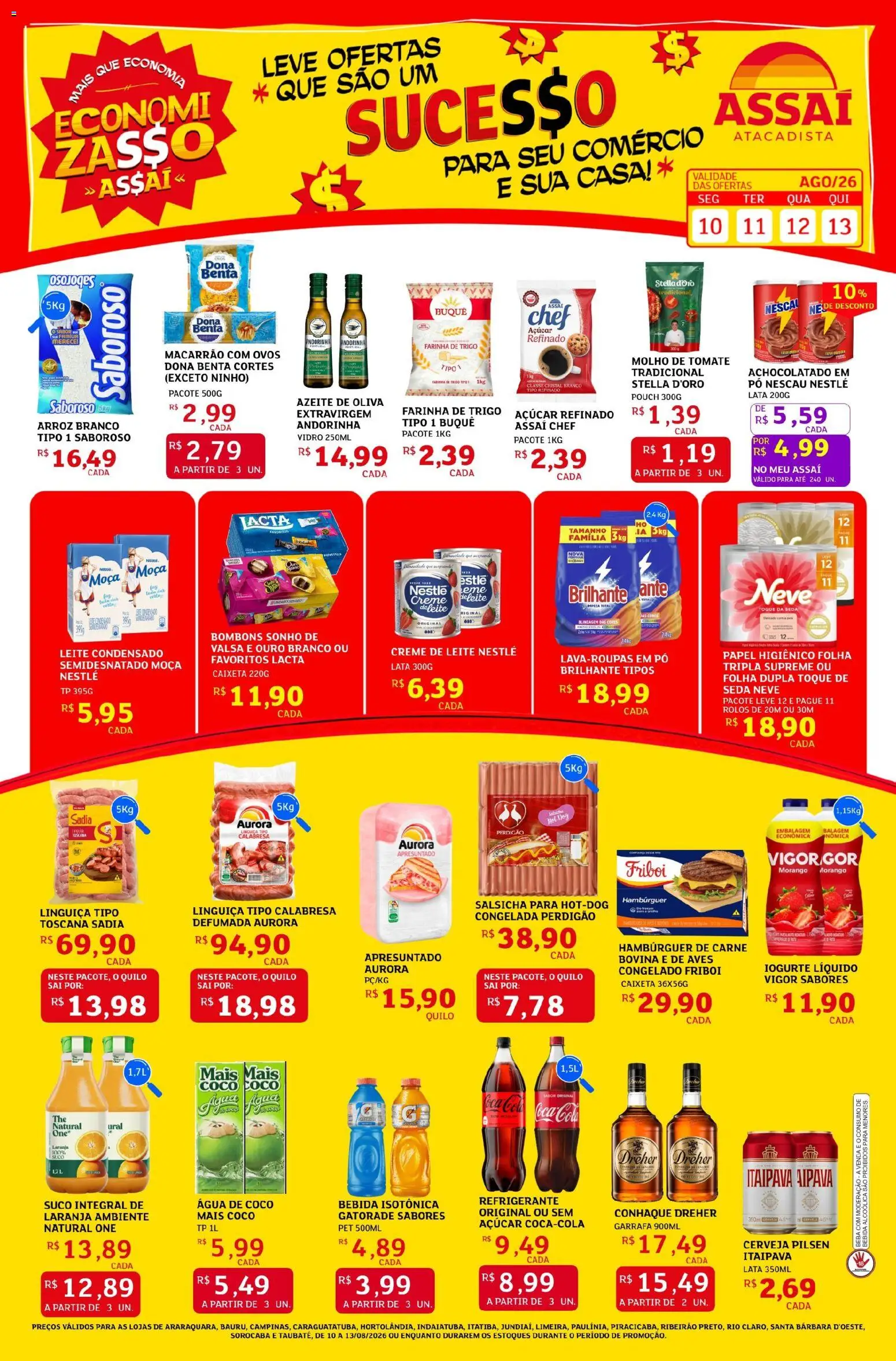 Assaí Atacadista Folheto - válido de 10/08/2026 | Página: 1 | Produtos: Tomate, Aves, Nescau, Sonho
