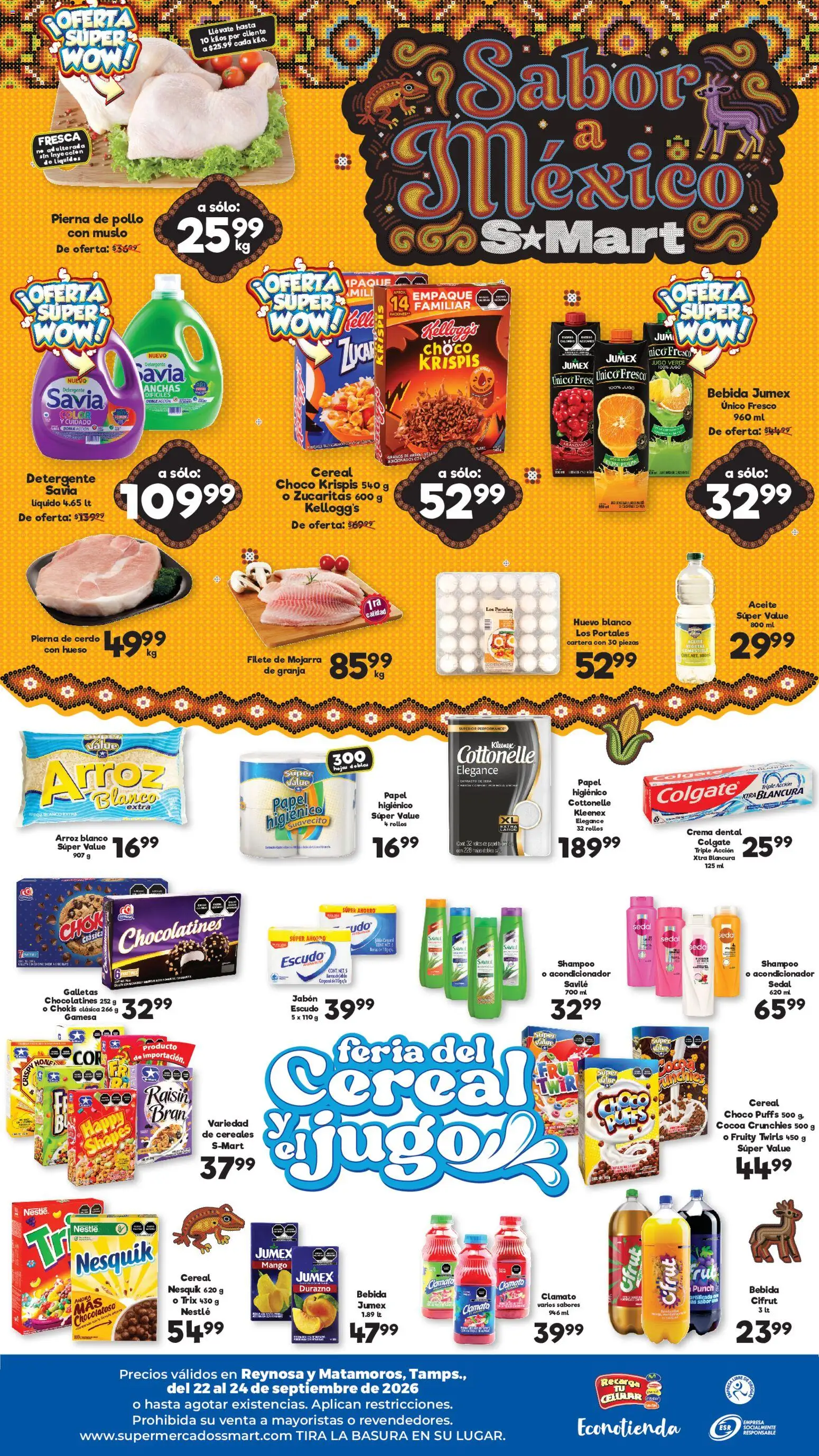 Nuevas ofertas de S-Mart válidas en toda la República Mexicana desde el 22/09/2026. ¡Encuentra las mejores ofertas en S-Mart folleto Matamoros! | Página: 2 | Productos: Durazno, Aceite vegetal, Mango, Cerdo