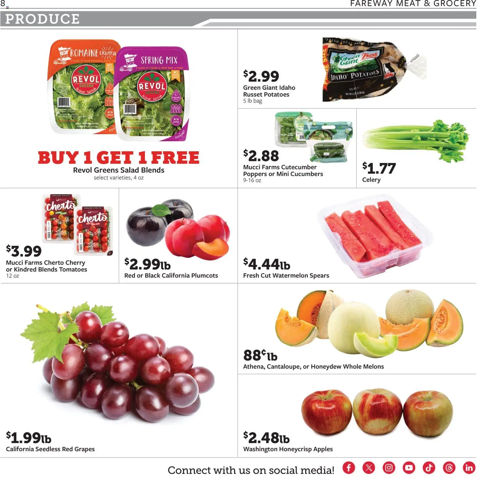Fareway Weekly Ad - valid from 07/20/2026 | Page: 8 | Products: Apples, Salad, Potatoes, Grapes