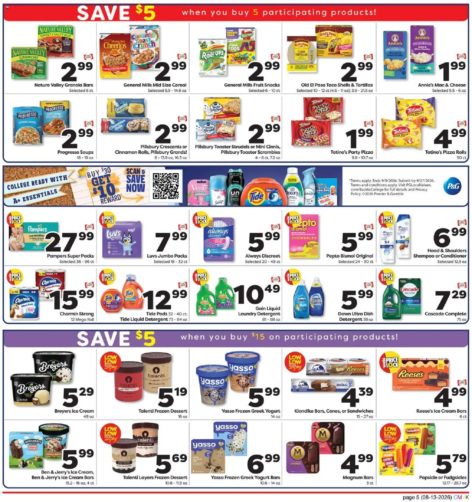 Weis Monthly Ad - valid from 08/13/2026 | Page: 7 | Products: Laundry detergent, Pizza, Ice cream, Ben & Jerry’s ice cream