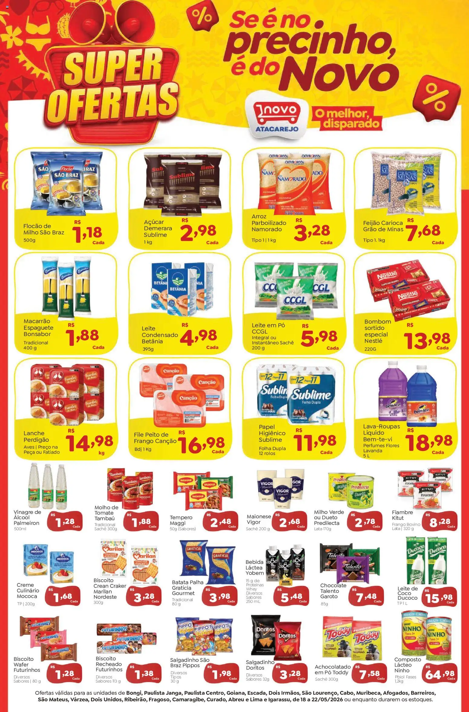 Novo Atacarejo Folheto - válido de 18.05.2026 | Página: 1 | Produtos: Creme, Batata, Frango, Maionese