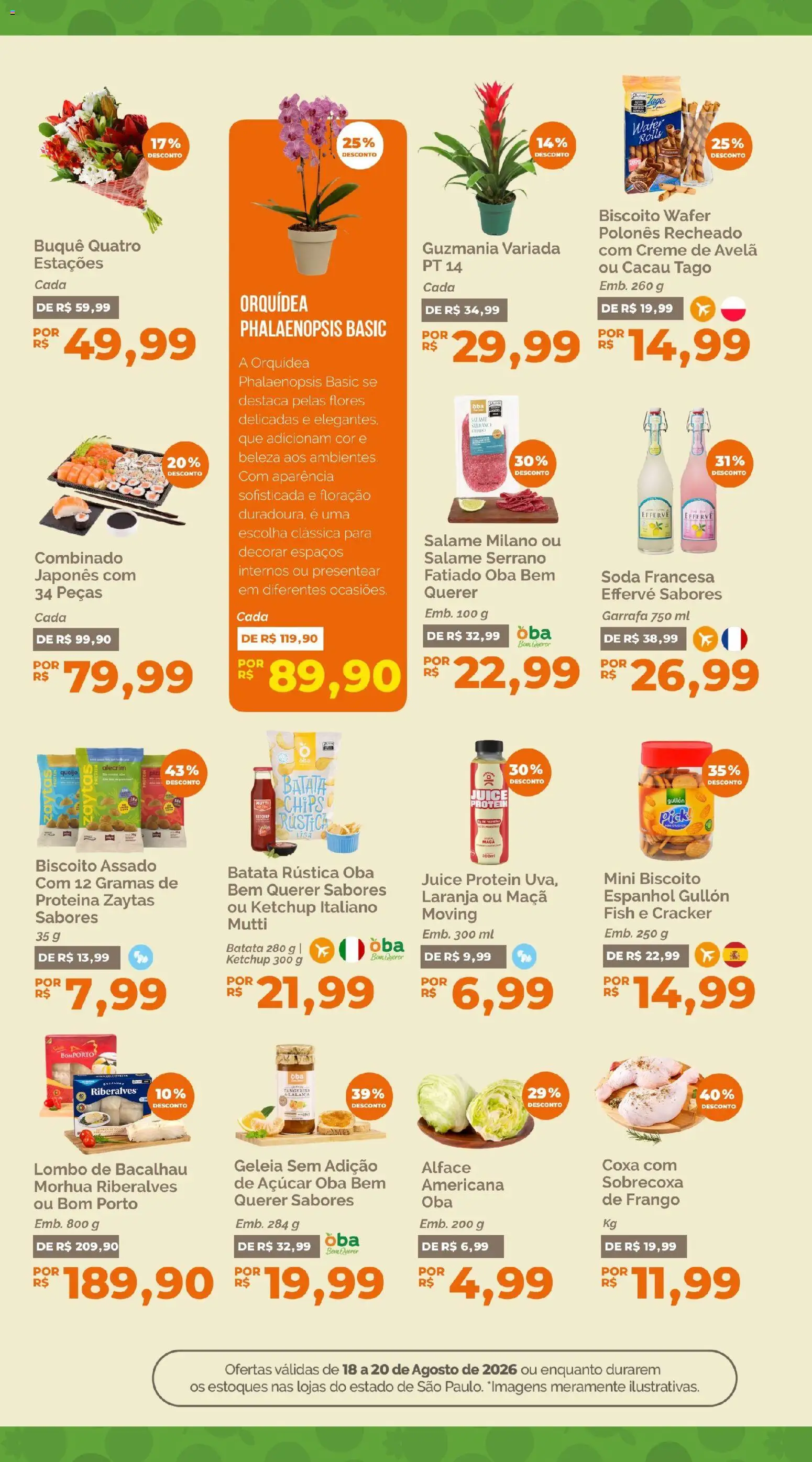 Oba Hortifruti Folheto - válido de 18/08/2026 | Página: 6 | Produtos: Bacalhau, Soda, Batata, Proteína