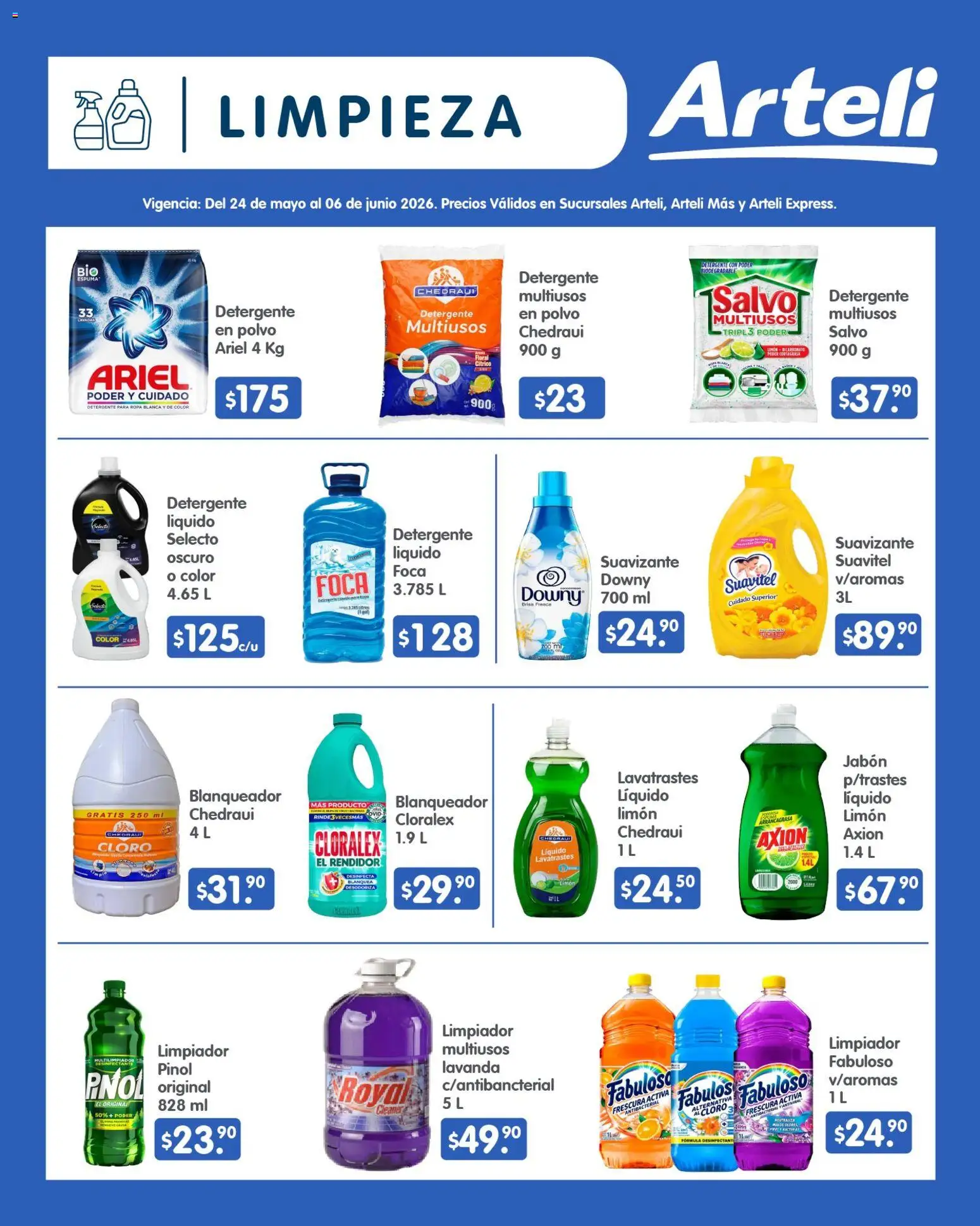 Nuevas ofertas de Arteli válidas en toda la República Mexicana desde el 24.05.2026. ¡Encuentra las mejores ofertas en Arteli folleto Quincenal! | Página: 14 | Productos: Limón, Desinfectante, Cloro, Ropa