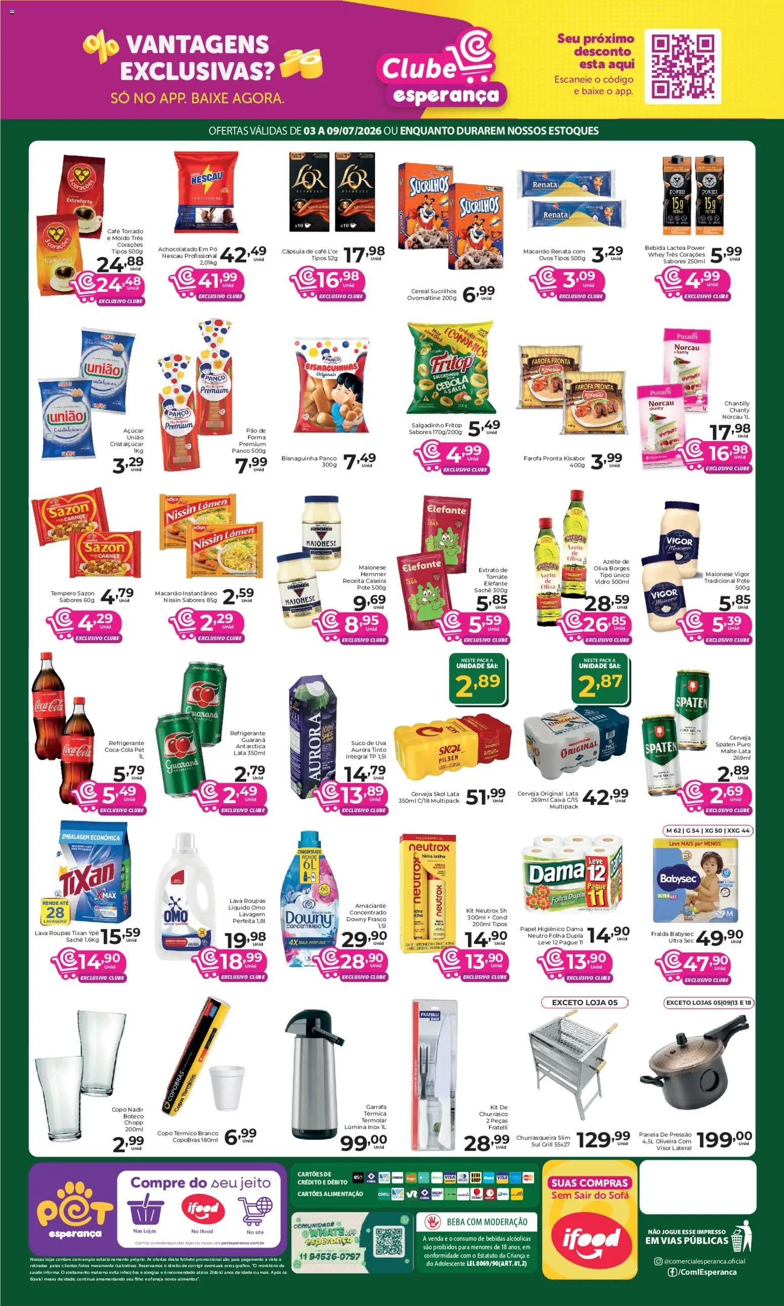 Comercial Esperança Folheto - válido de 03/07/2026 | Página: 2 | Produtos: Nescau, Roupas, Açúcar, Macarrão instantâneo