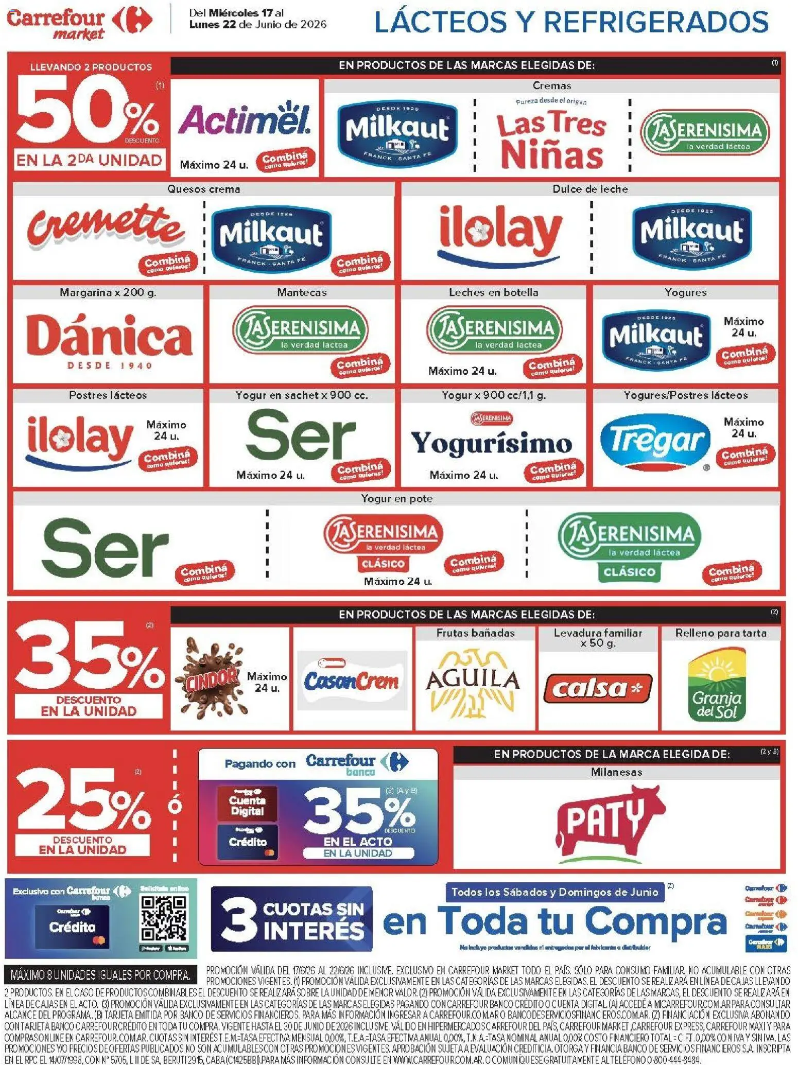 Carrefour ofertas │ válido desde el 17.06.2026 | Página: 50 | Productos: Botella, Cama, Dulce de leche, Margarina