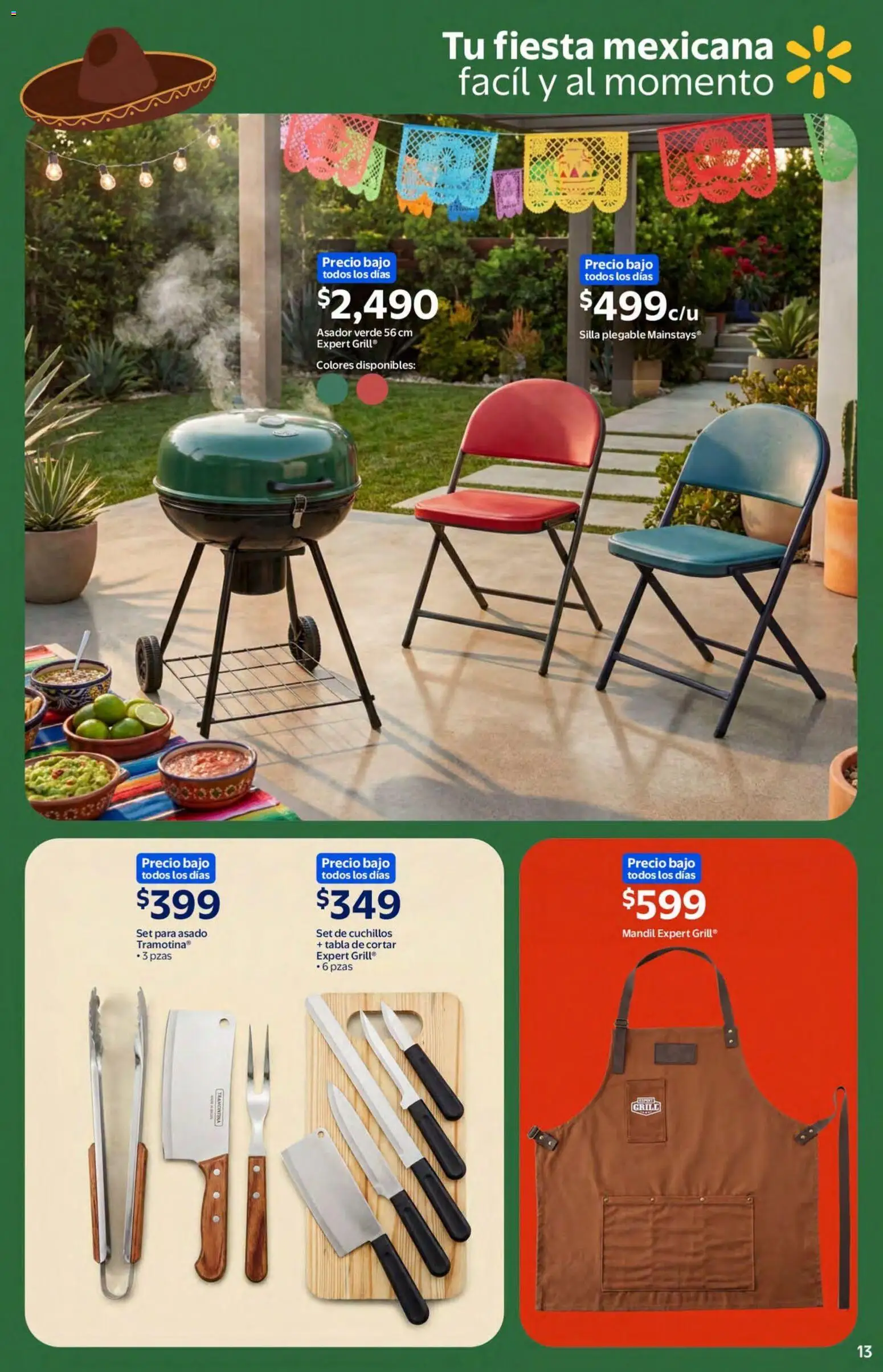 Nuevas ofertas de Walmart válidas en toda la República Mexicana desde el 02/09/2026. ¡Encuentra las mejores ofertas en Walmart folleto Celebra el orgullo mexicano con todo lo que nos une! | Página: 12 | Productos: Silla, Cuchillos, Tabla de cortar, Asador