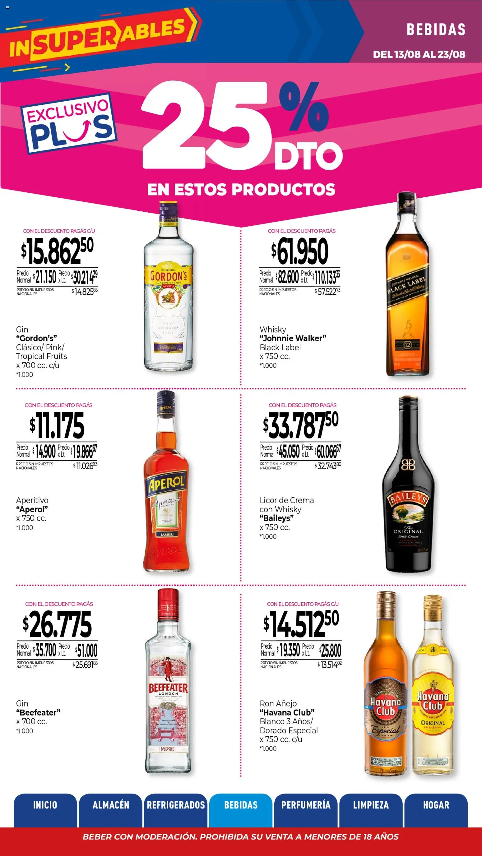 La Anonima catálogo │ válido desde el 13/08/2026 | Página: 22 | Productos: Whisky, Baileys, Gin, Crema