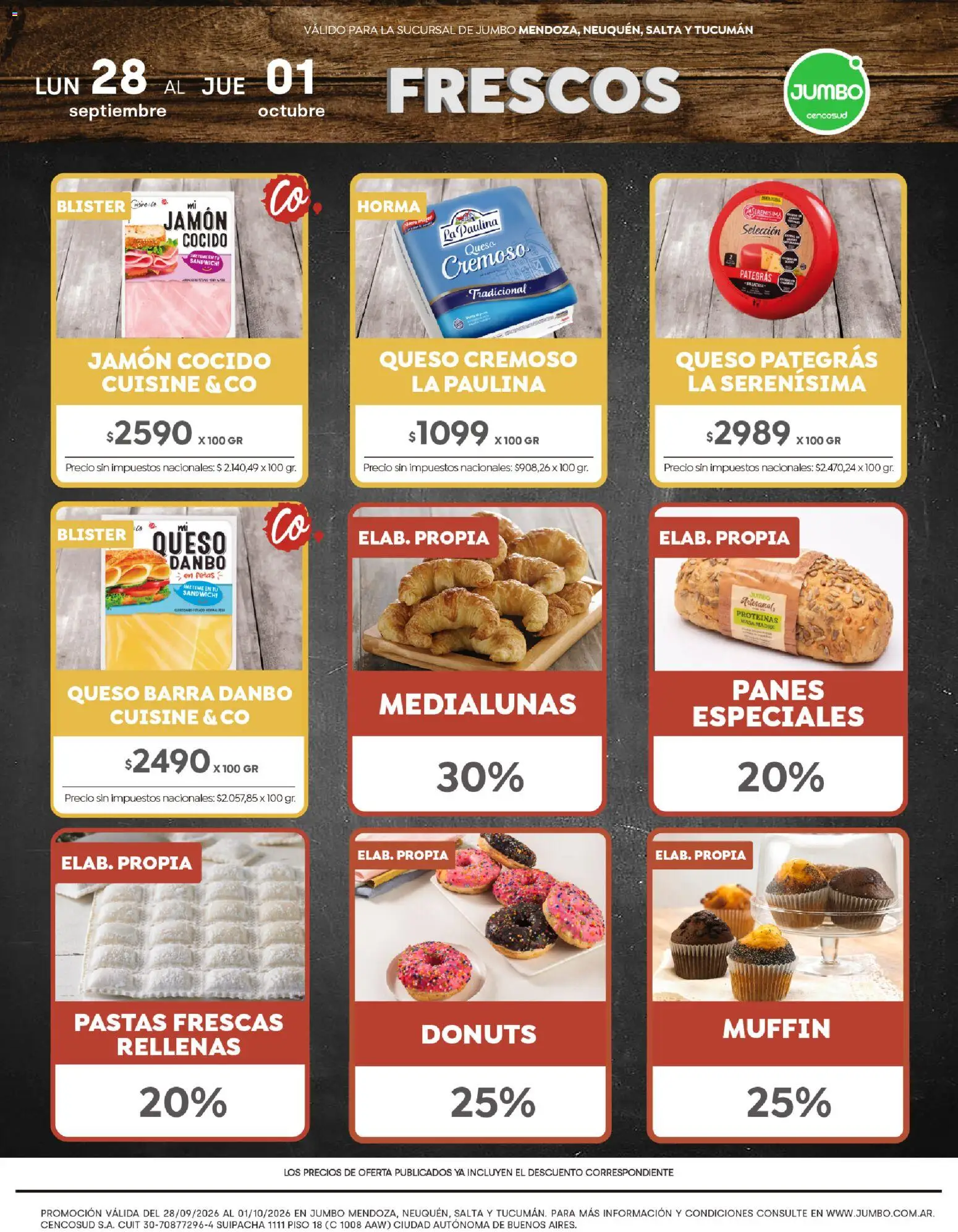 Jumbo - Ofertas | Interior │ válido desde el 28/09/2026 | Página: 1 | Productos: Jamón cocido, Queso, Jamón