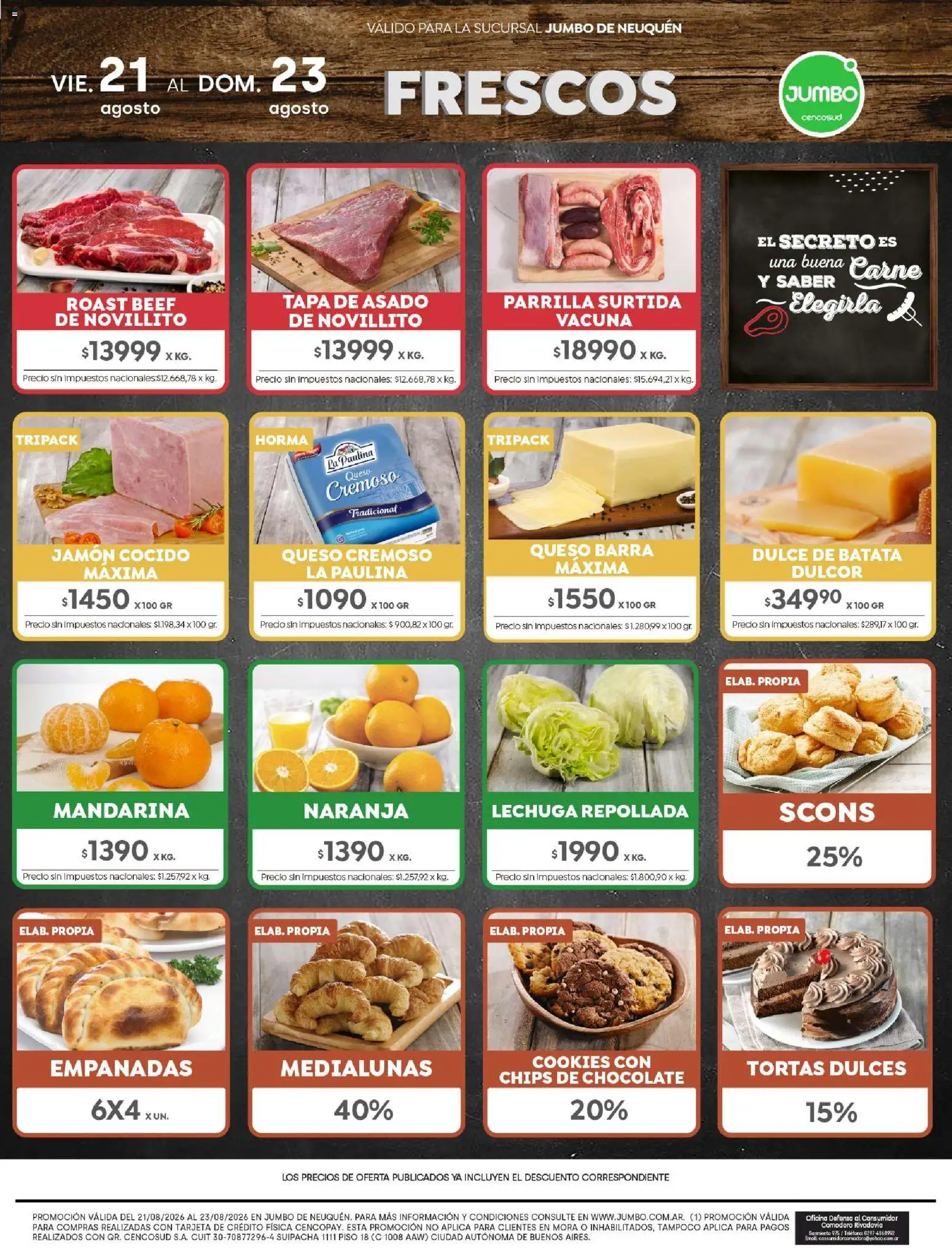 Jumbo - Ofertas | Neuquén │ válido desde el 20/08/2026 | Página: 8 | Productos: Teléfono, Parrilla, Lechuga, Chocolate