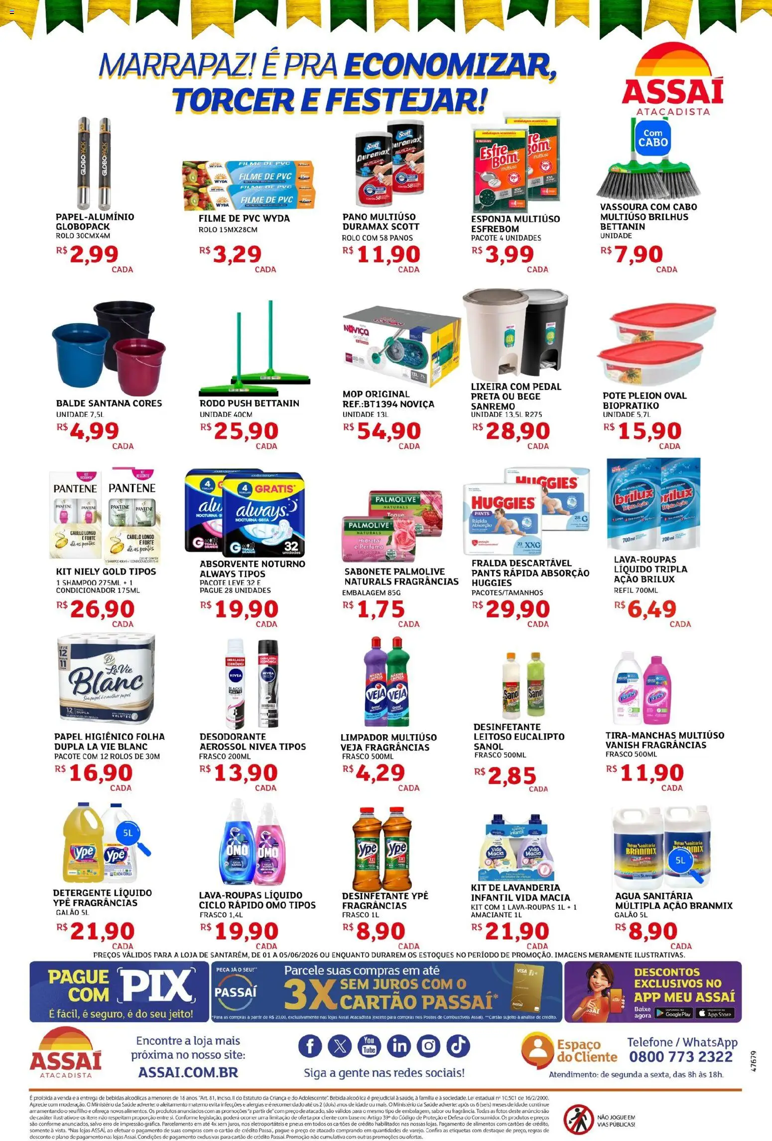 Assaí Atacadista Folheto - válido de 01.06.2026 | Página: 4 | Produtos: filme de PVC, Pneus, Bebida, Absorvente