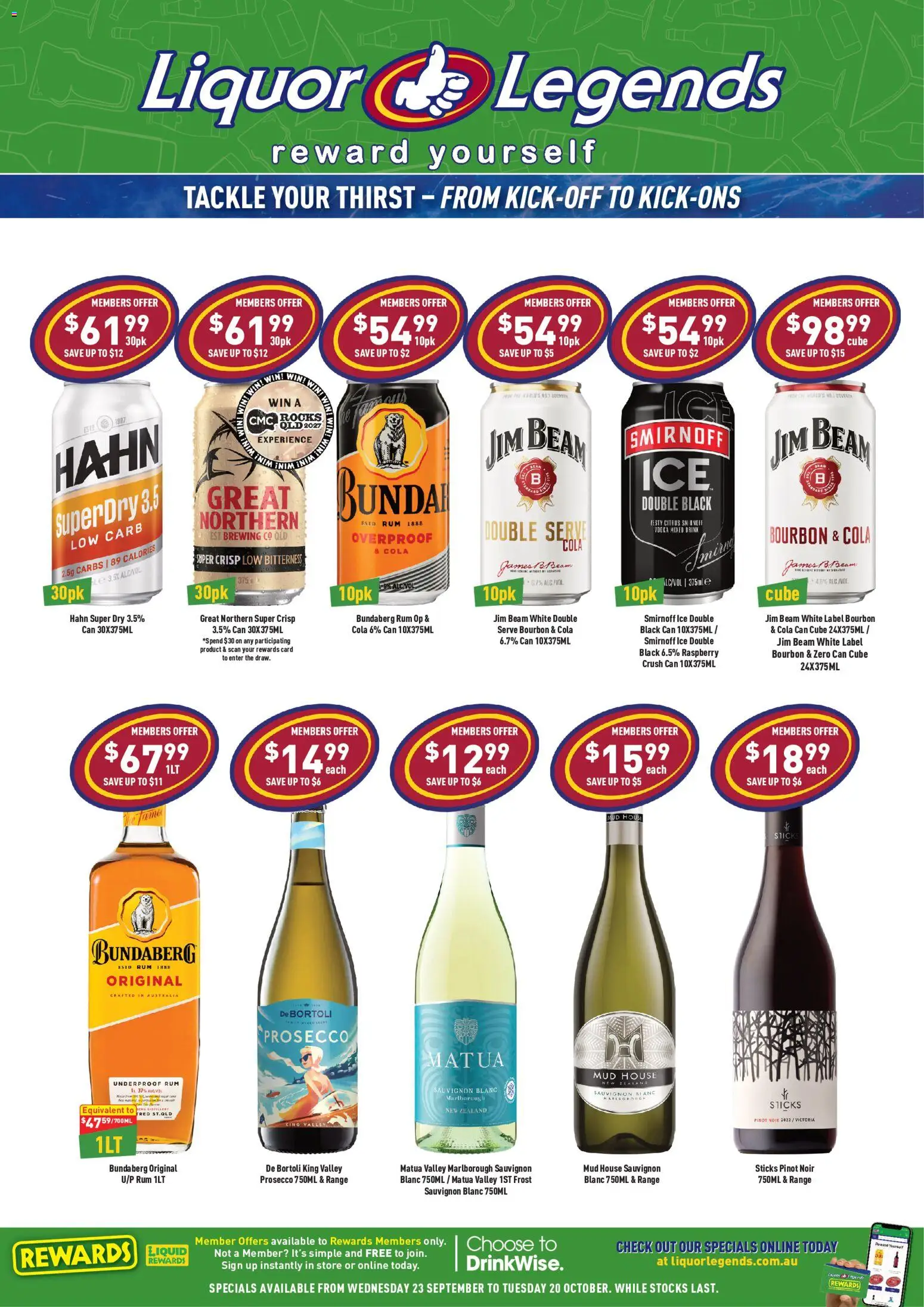 Liquor Legends catalogue - valid from 23/09/2026 | Page: 1 | Products: Bourbon, Prosecco, Ice, Citrus