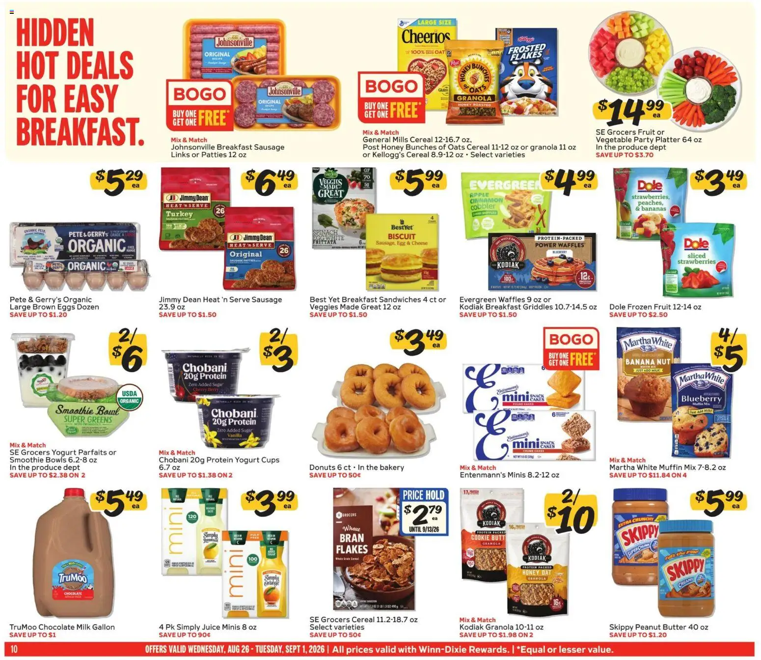 Winn Dixie Weekly Ad - valid from 08/26/2026 | Page: 10 | Products: Milk, Flakes, Muffin, Smoothie