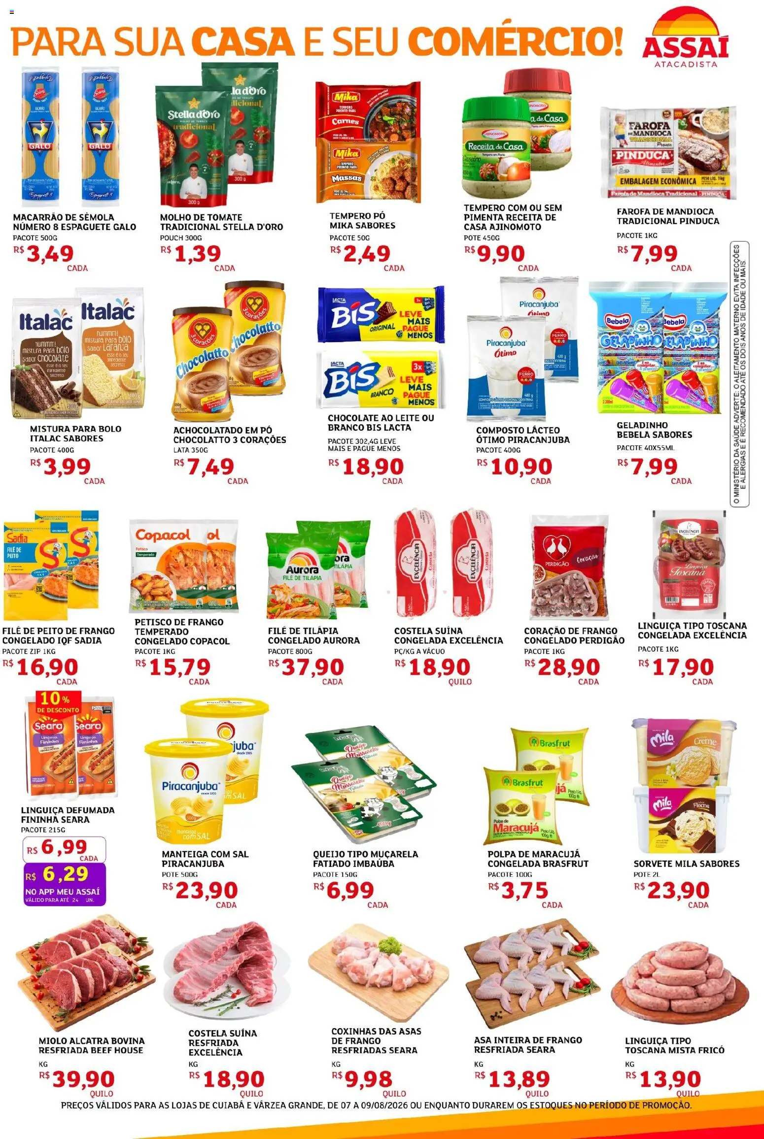 Assaí Atacadista Folheto - válido de 07/08/2026 | Página: 3 | Produtos: Tomate, Coração de frango, Flocos, Filé de tilápia