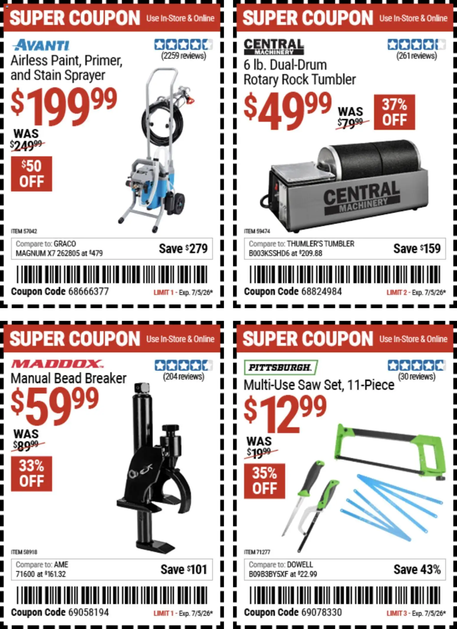 Harbor Freight Weekly Ad - valid from 06/22/2026 | Page: 4 | Products: Saw