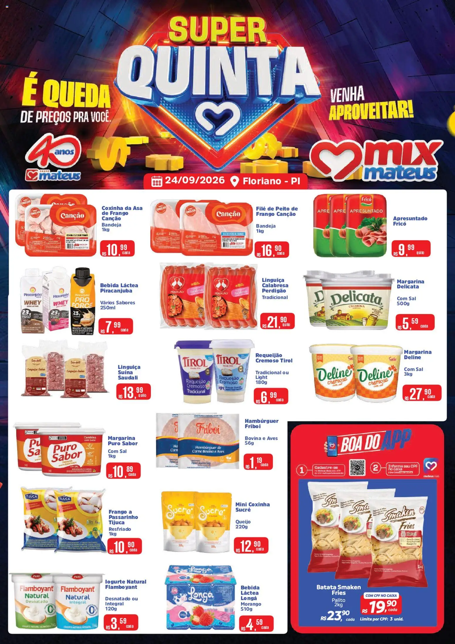Mateus Folheto - válido de 24/09/2026 | Página: 1 | Produtos: Manteiga, Bebida, Batata, Frango