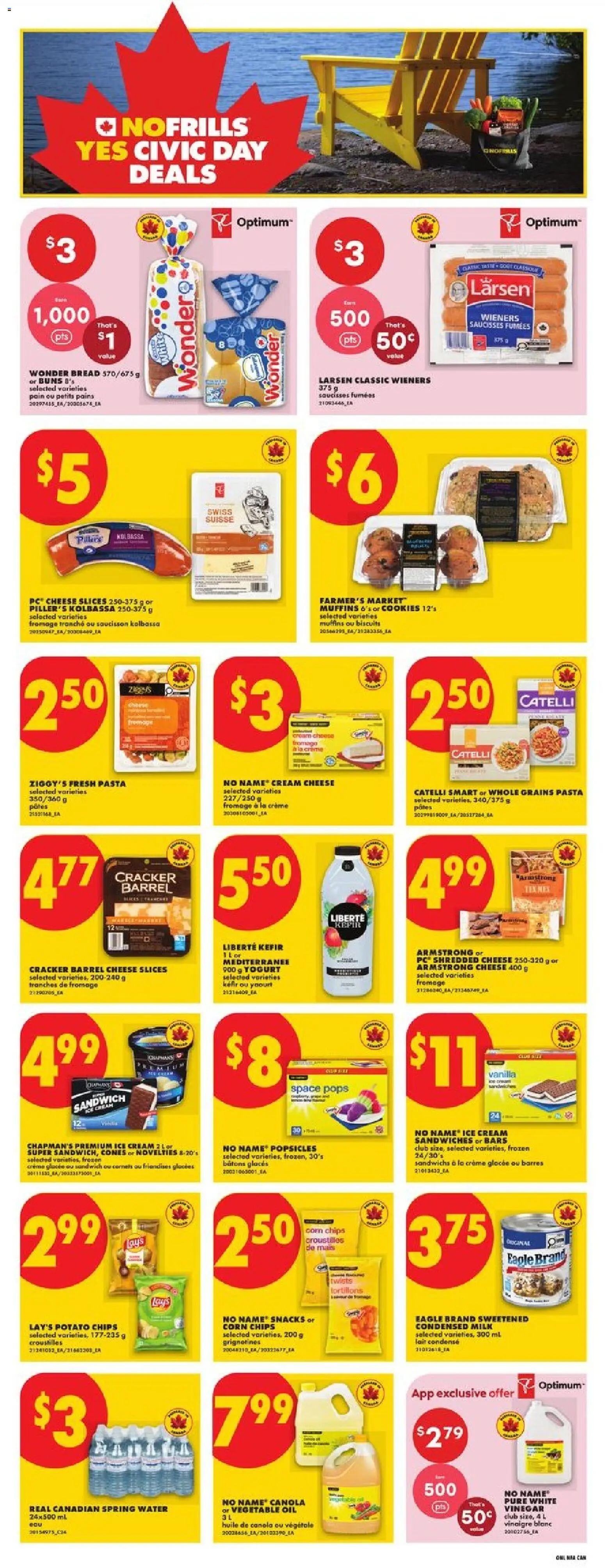 No Frills flyer valid from Jul 30, 2026 | Page: 7 | Products: Pasta, Chips, Cream, Ice cream