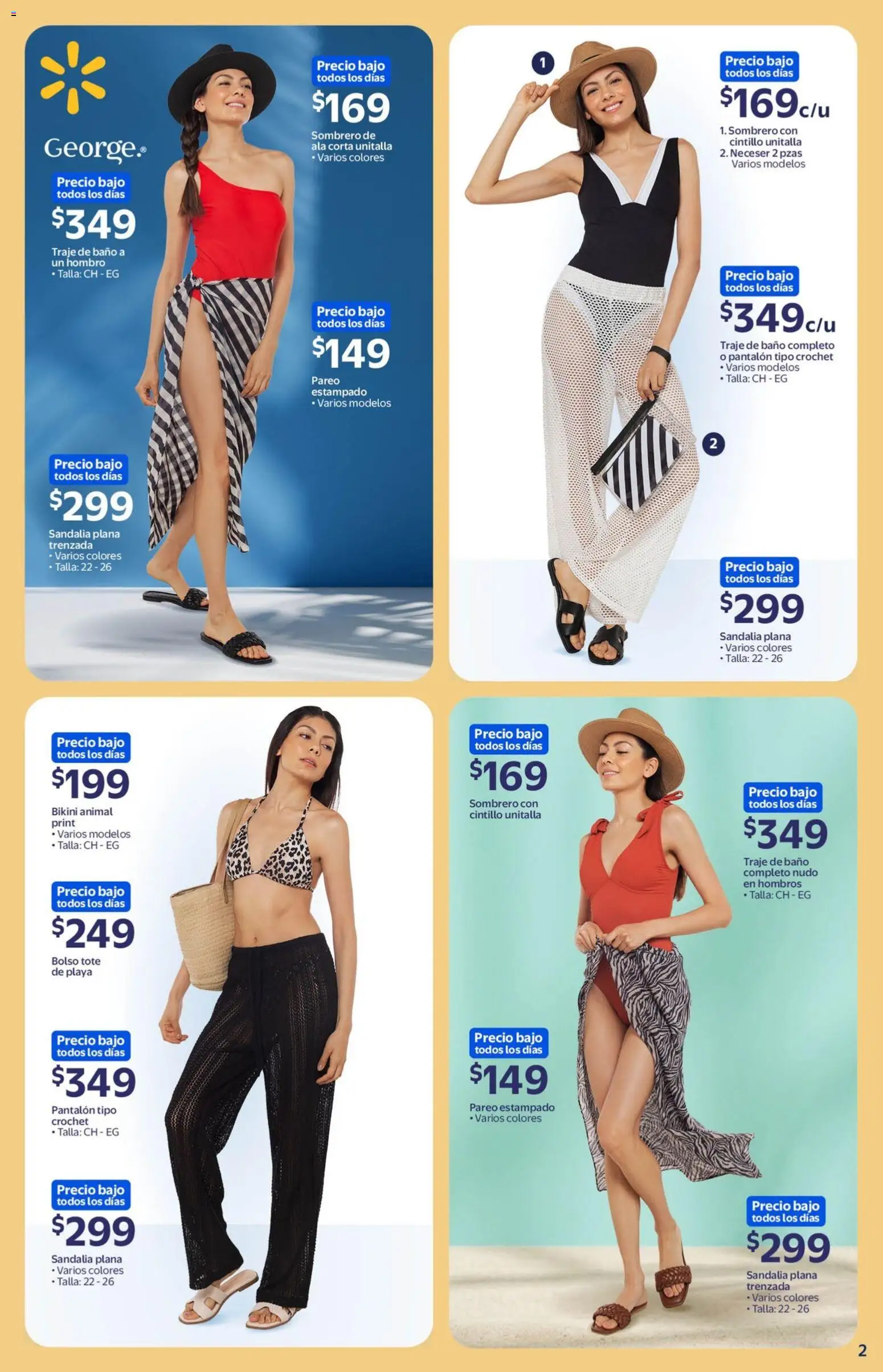 Nuevas ofertas de Walmart válidas en toda la República Mexicana desde el 04.06.2026. ¡Encuentra las mejores ofertas en Walmart folleto Colección Verano 2026! | Página: 2 | Productos: Traje, Neceser, Bikini, Baño