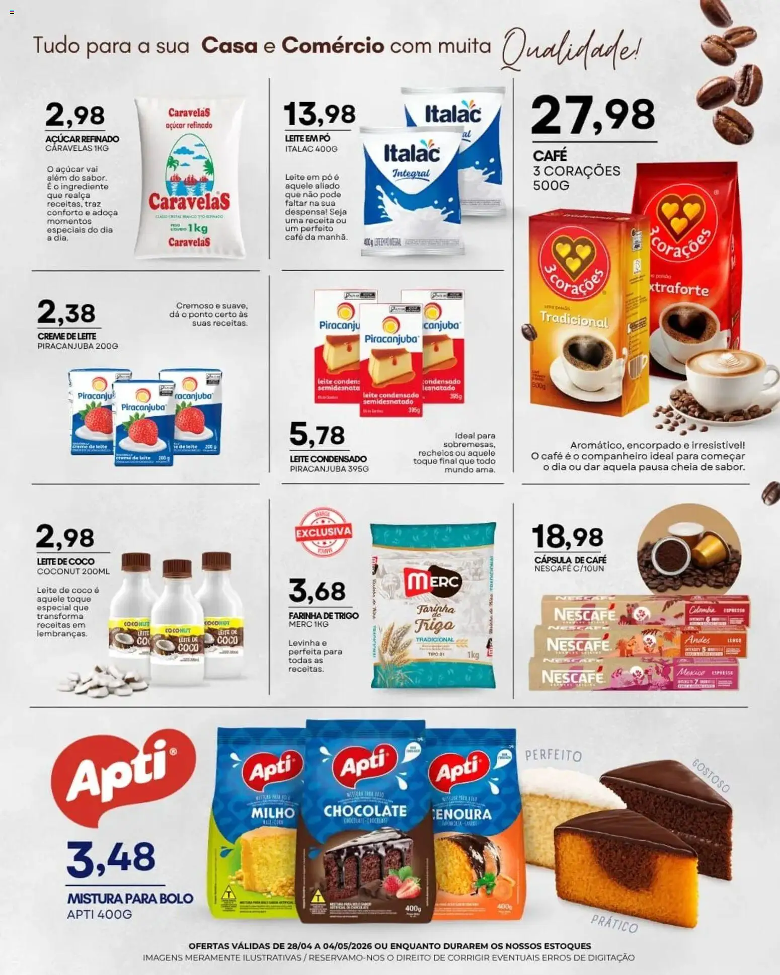 Mercadão Atacadista Folheto - válido de 28.04.2026 | Página: 7 | Produtos: Pó, Chocolate, Cenoura, Mistura para bolo