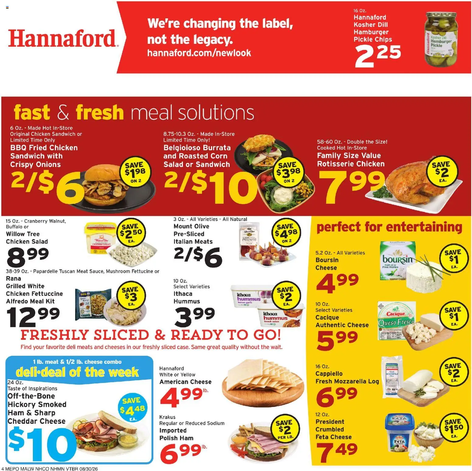 Hannaford Weekly Ad - valid from 08/30/2026 | Page: 4 | Products: Hamburger, Prosciutto, Burrata, Mozzarella