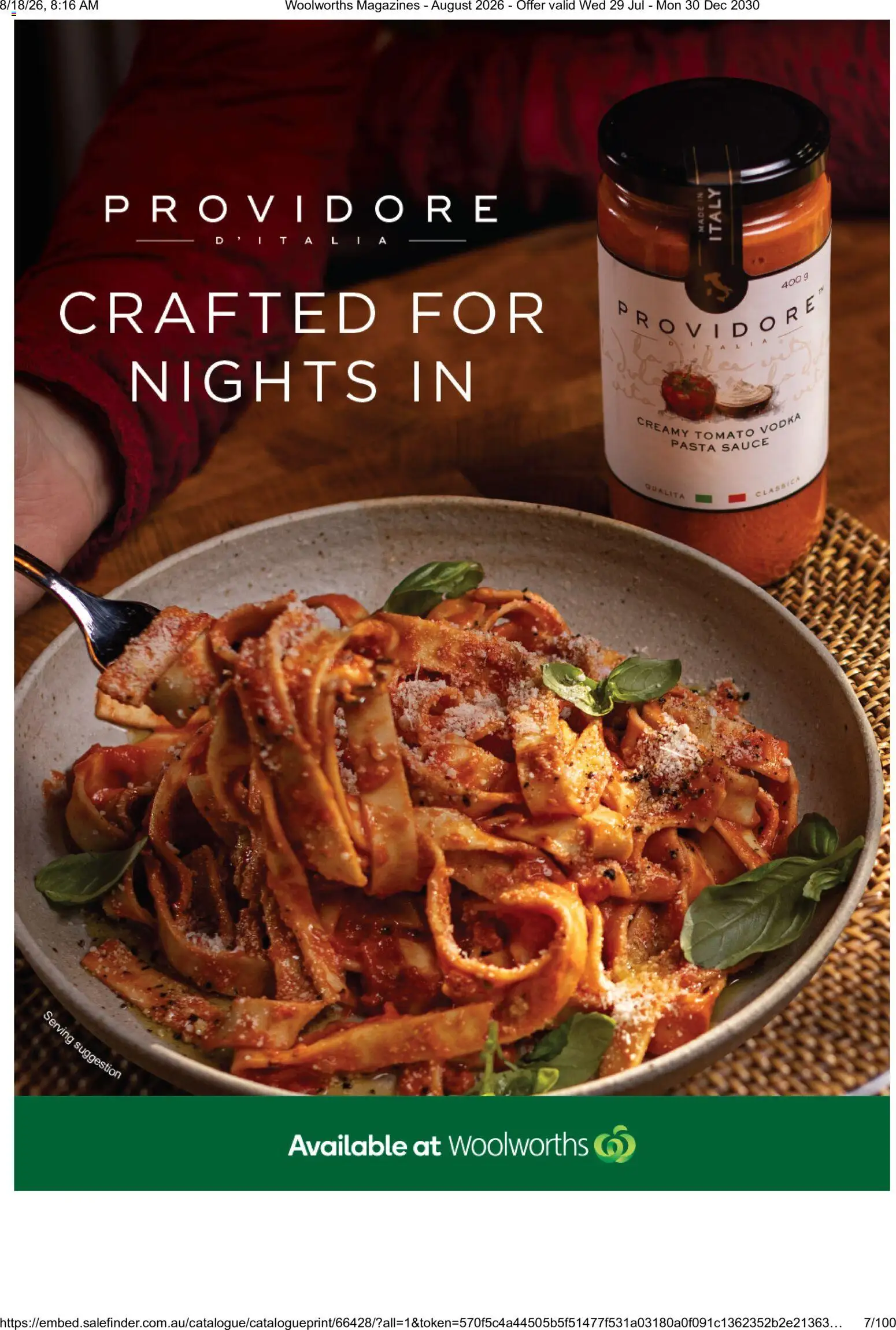 Woolworths catalogue - valid from 01/08/2026 | Page: 7 | Products: Pasta, Vodka, Sauce, Tomato