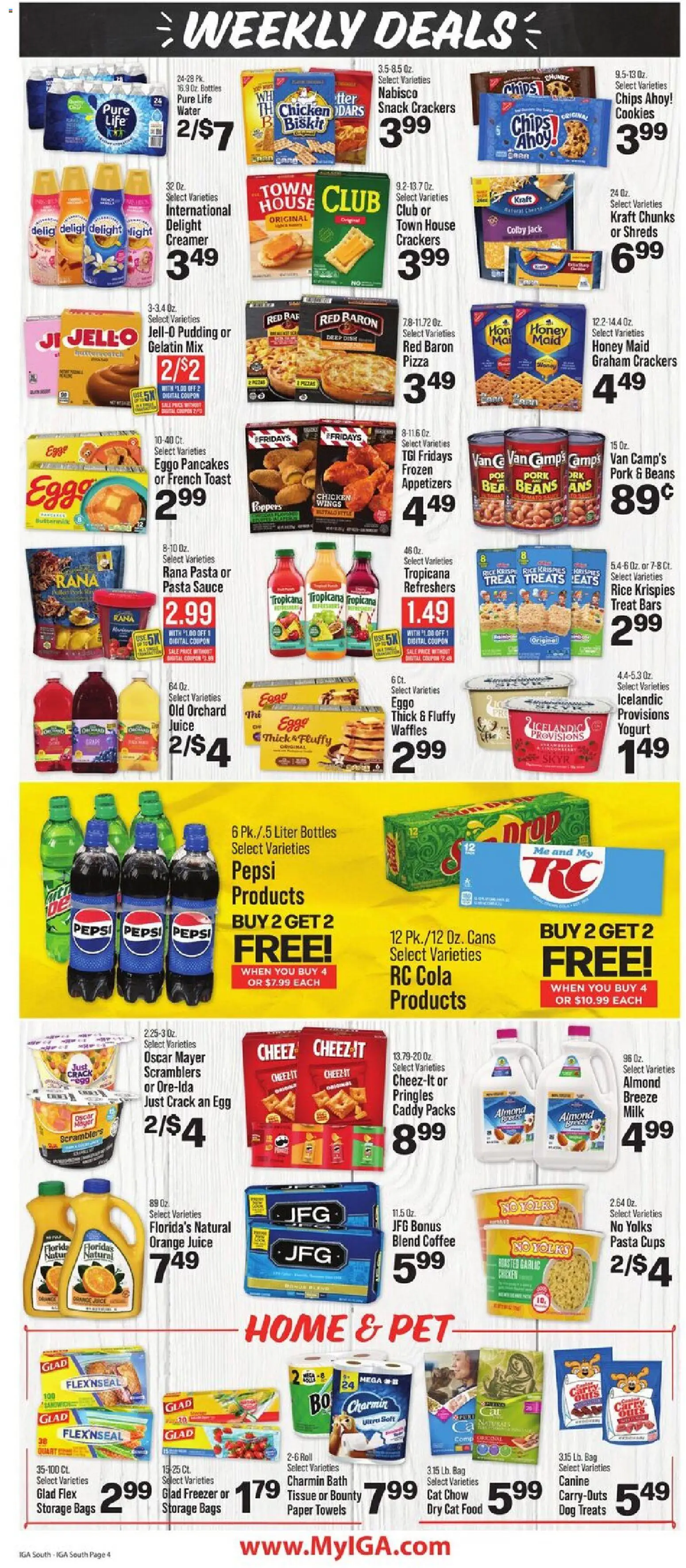 IGA Weekly Ad - valid from 07/22/2026 | Page: 6 | Products: Dog Treats, Yogurt, Coffee, Water
