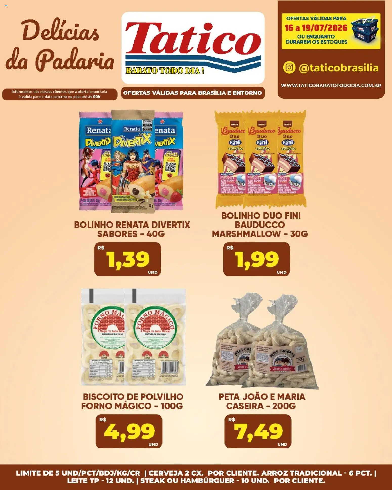 Tatico Folheto - válido de 18/07/2026 | Página: 43 | Produtos: Forno, Leite, Cerveja, Hambúrguer