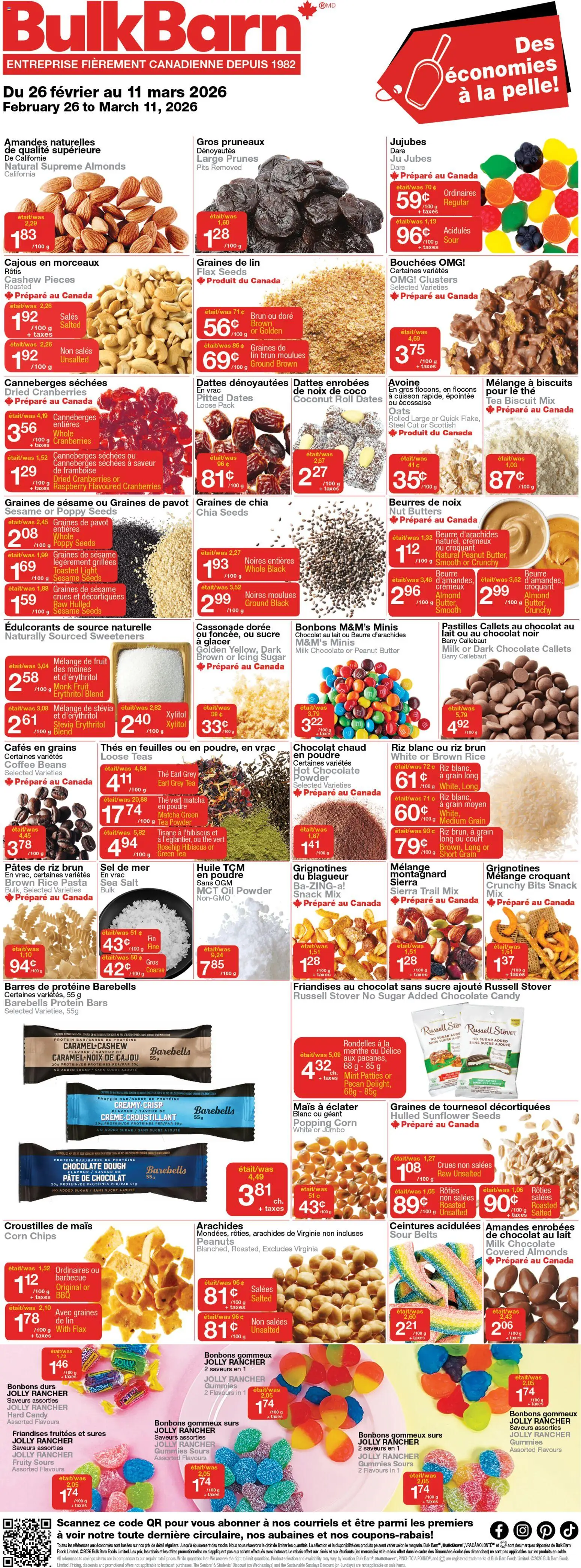 Bulk Barn flyer valid from 26.02.2026 | Page: 1 | Products: Tea, Pasta, Coffee, Chocolate