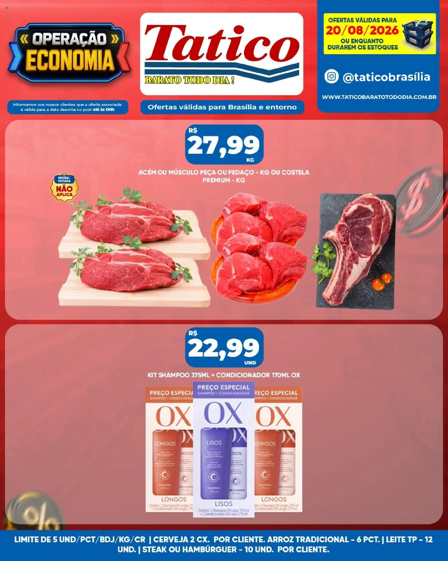 Tatico Folheto - válido de 20/08/2026 | Página: 11 | Produtos: Condicionador, Acém, Leite, Arroz