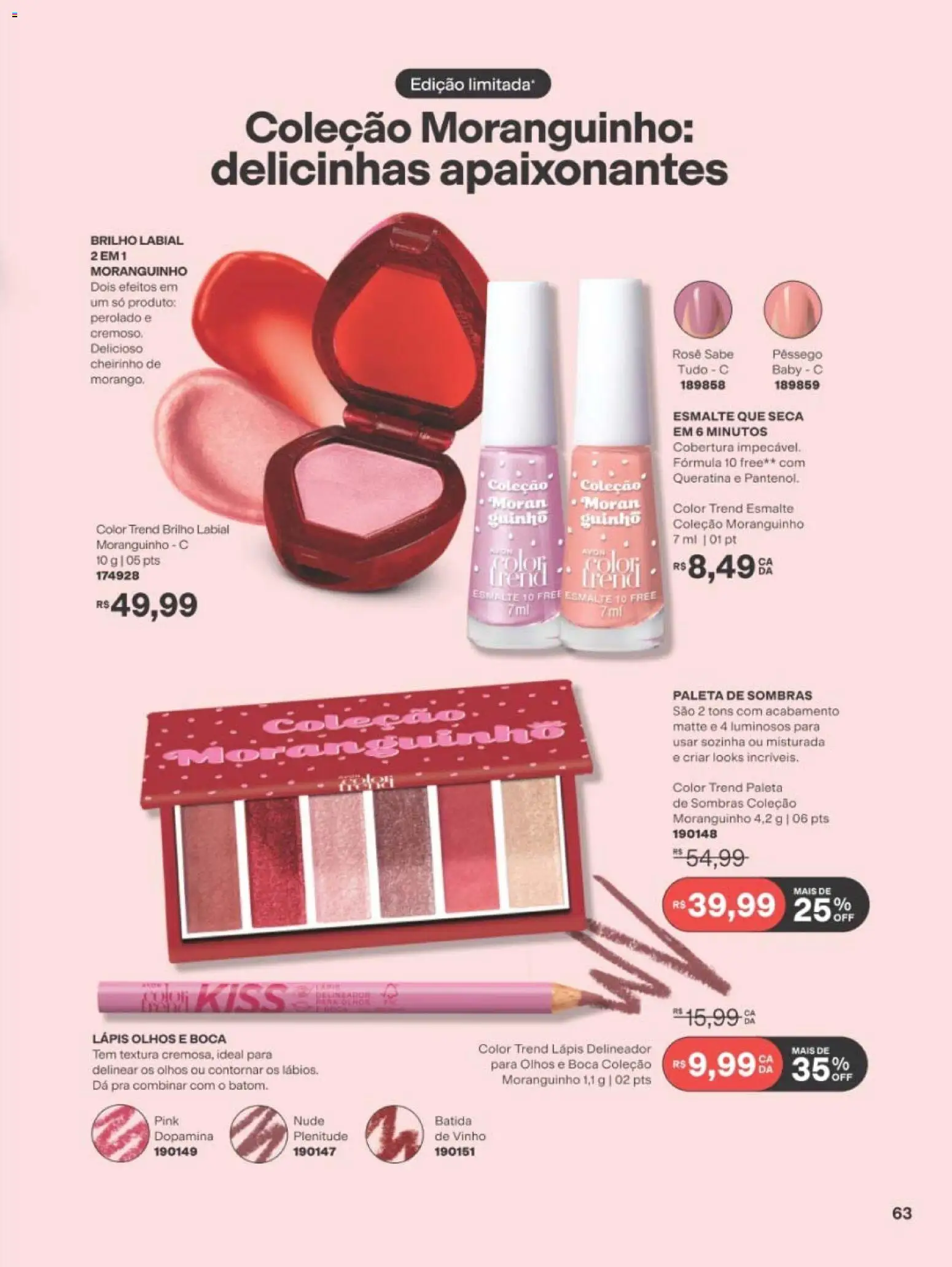 Avon Folheto - válido de 10/08/2026 | Página: 63 | Produtos: Pêssego, Delineador, Lápis, Vinho