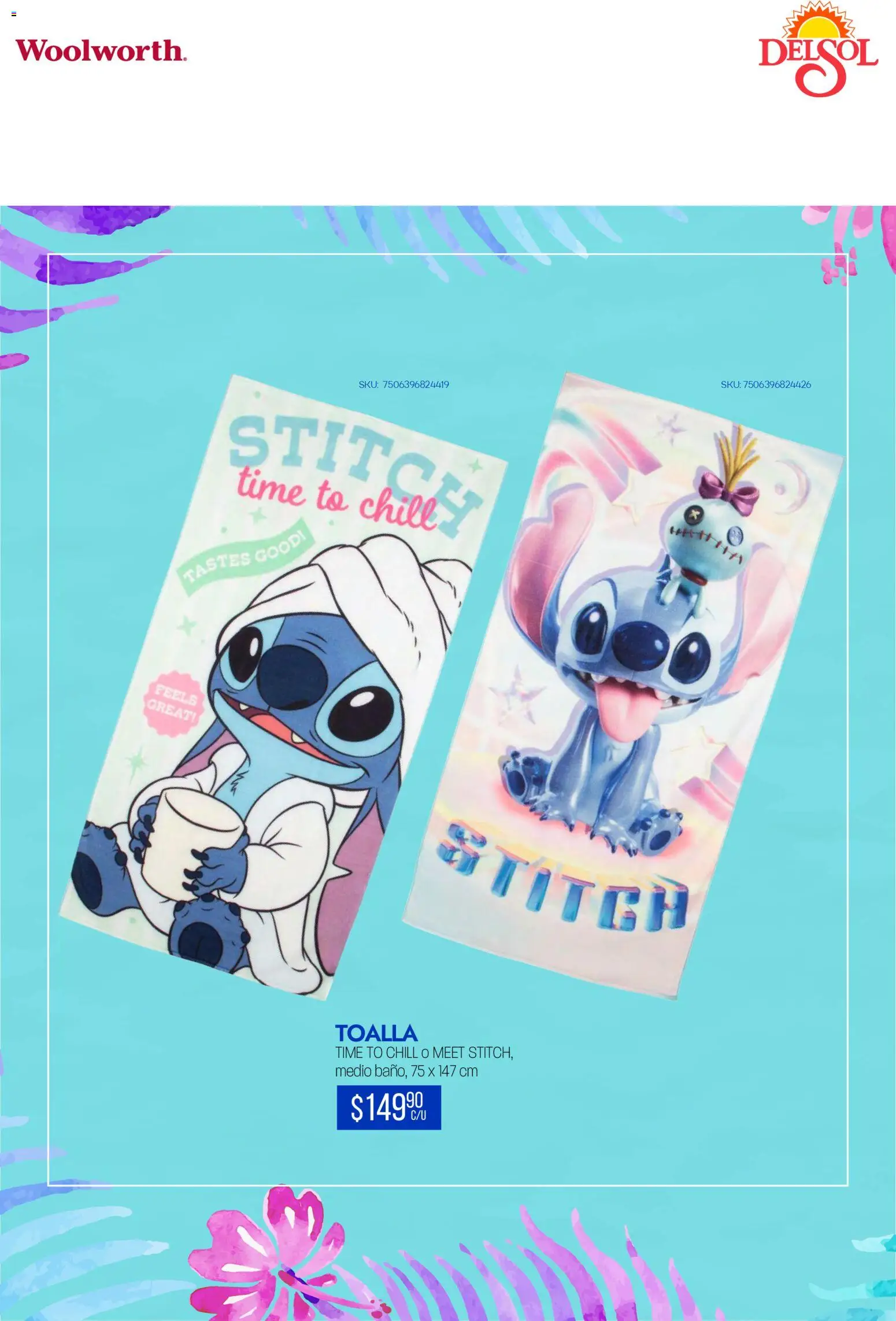Nuevas ofertas de Del Sol y Woolworth válidas en toda la República Mexicana desde el 19.03.2026. ¡Encuentra las mejores ofertas en Del Sol y Woolworth catálogo Luce tus Vacaciones con Stitch! | Página: 16 | Productos: Pelota