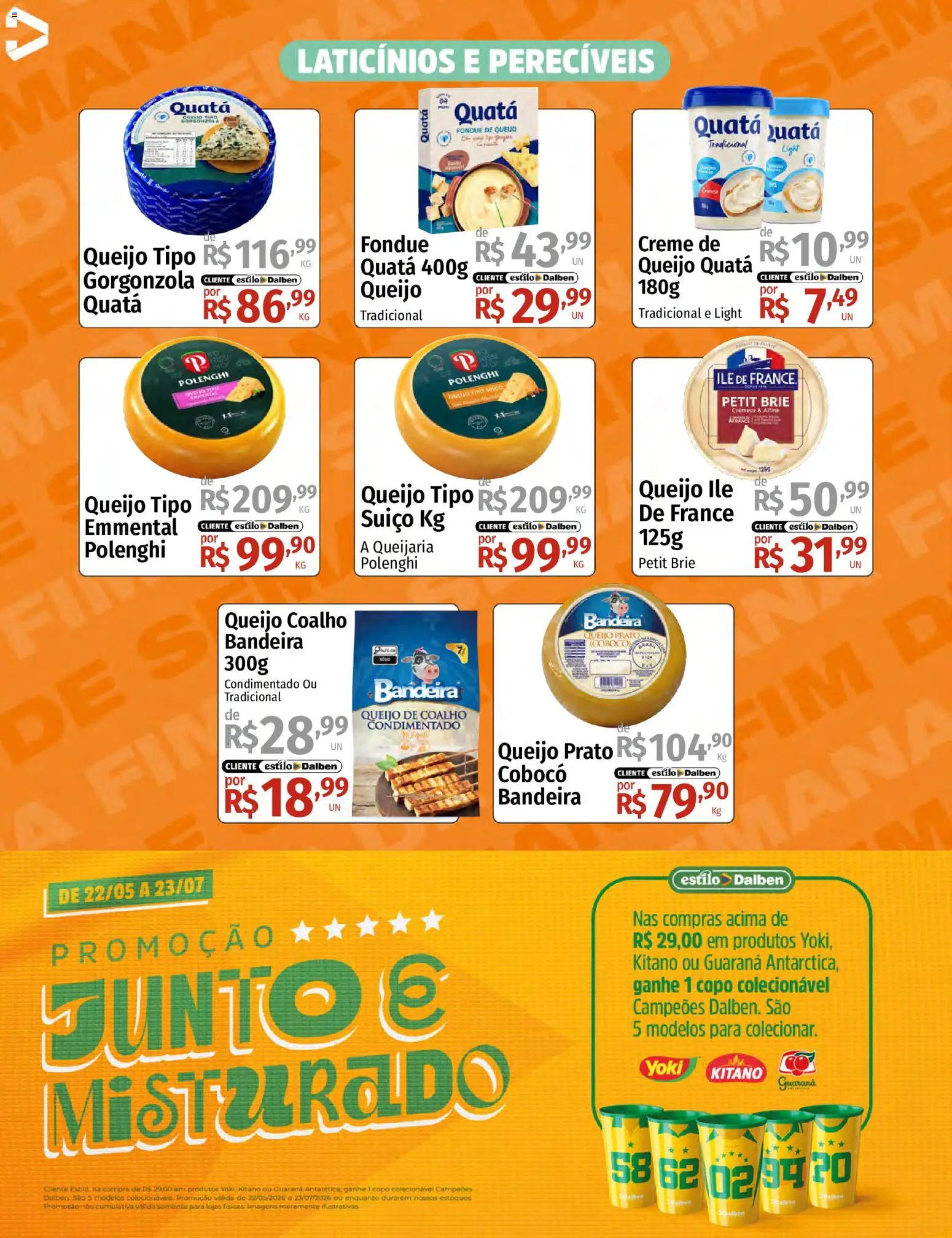 Supermercado Dalben Folheto - válido de 05.06.2026 | Página: 10 | Produtos: Queijo, Queijo coalho, Brie, Creme