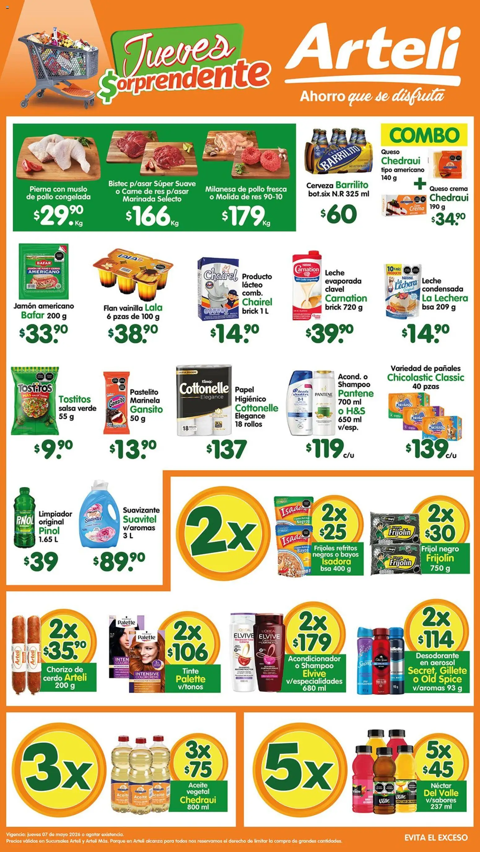 Nuevas ofertas de Arteli válidas en toda la República Mexicana desde el 07.05.2026. ¡Encuentra las mejores ofertas en Arteli folleto Tuxpan! | Página: 1 | Productos: Leche, Jamón, Suavizante, Acondicionador