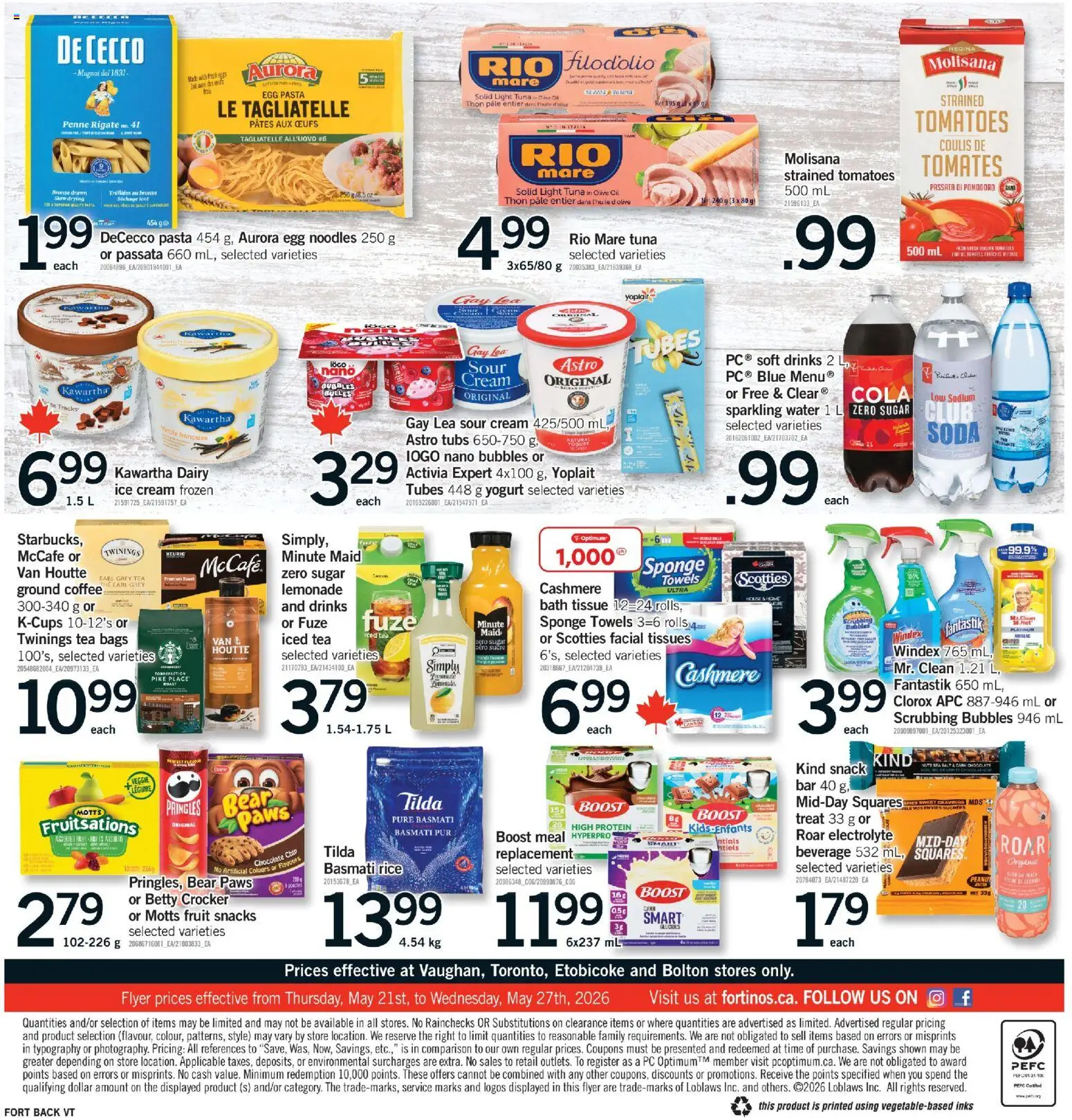 Fortinos flyer valid from 21.05.2026 | Page: 2 | Products: Pasta, Cream, Sponge, Tomatoes