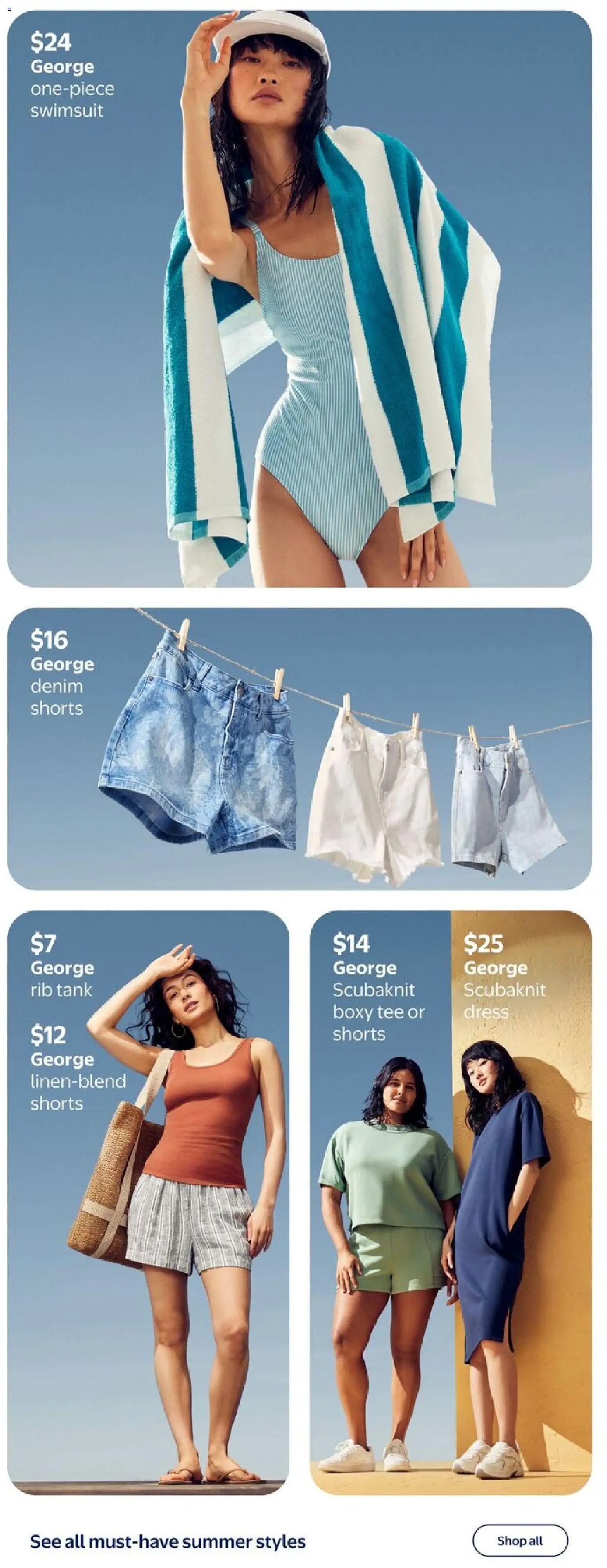 Walmart flyer valid from 07.05.2026 | Page: 7 | Products: Dress, Swimsuit, Shorts