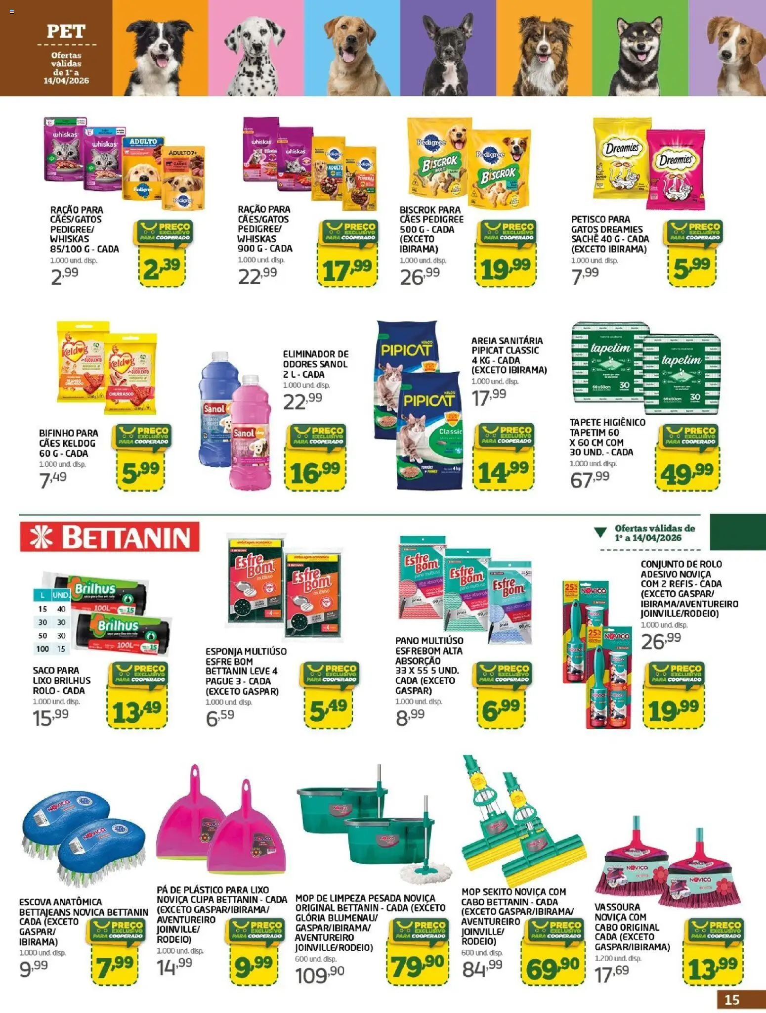 Cooper Folheto - válido de 14.04.2026 | Página: 15 | Produtos: Areia, Tapete, Tapete higiênico, Pá
