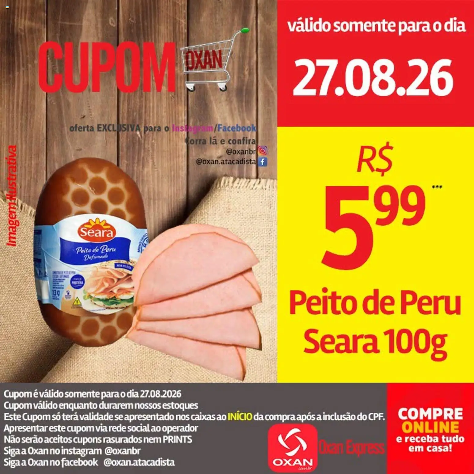 Oxan Atacadista Folheto - válido de 27/08/2026 | Página: 1 | Produtos: Peito de peru, Peru