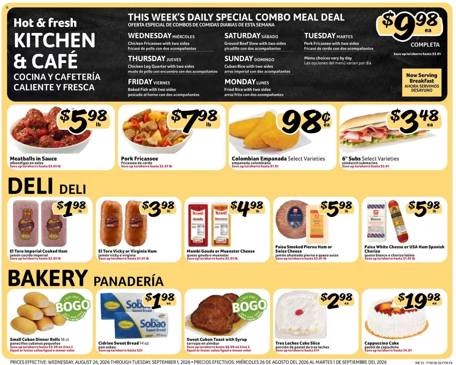 Fresco y Más Weekly Ad - valid from 08/26/2026 | Page: 4 | Products: Bakery, Bread, Fish, Beef