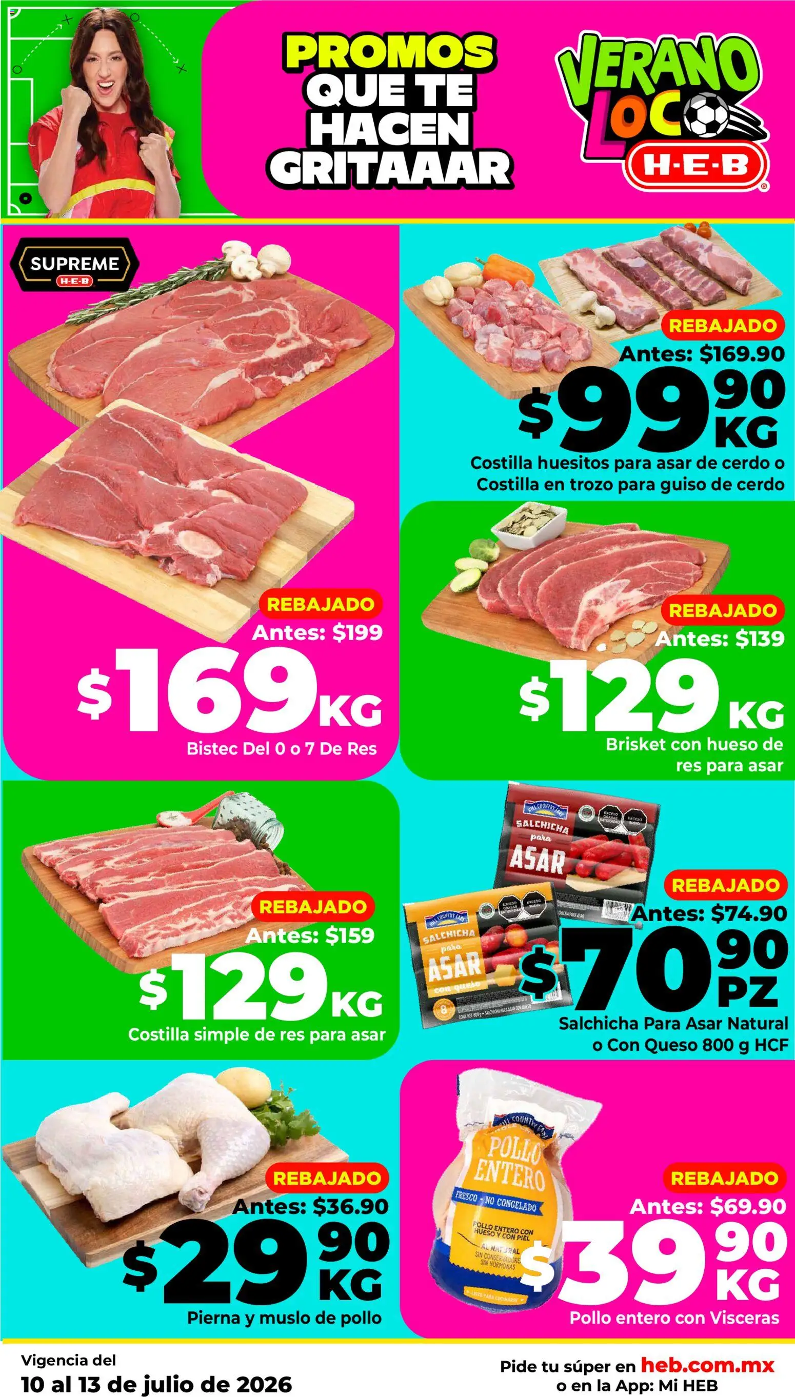 Nuevas ofertas de H-E-B válidas en toda la República Mexicana desde el 10/07/2026. ¡Encuentra las mejores ofertas en H-E-B folleto! | Página: 12 | Productos: Pollo, Queso, Res, Té