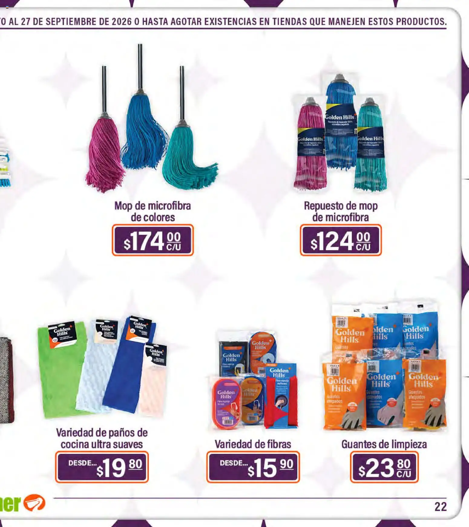 Nuevas ofertas de La Comer válidas en toda la República Mexicana desde el 28/08/2026. ¡Encuentra las mejores ofertas en La Comer folleto Golden Hills! | Página: 43 | Productos: Guantes, Paños de cocina, Cocina