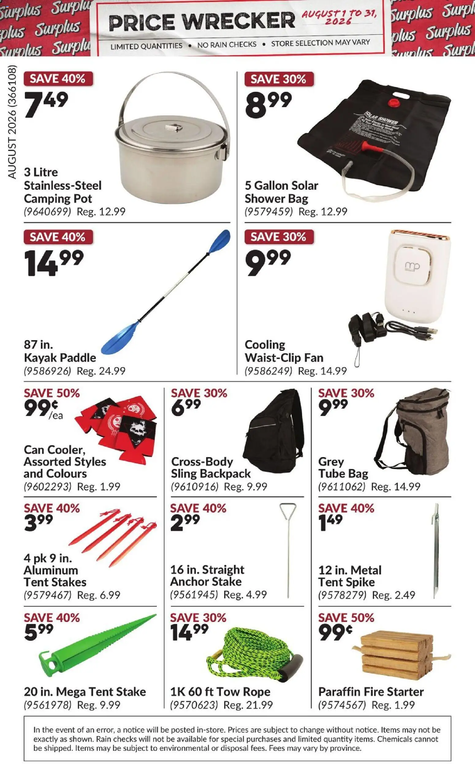 Princess Auto flyer valid from Aug 1, 2026 | Page: 28 | Products: Backpack, Bag, Fan, Shower