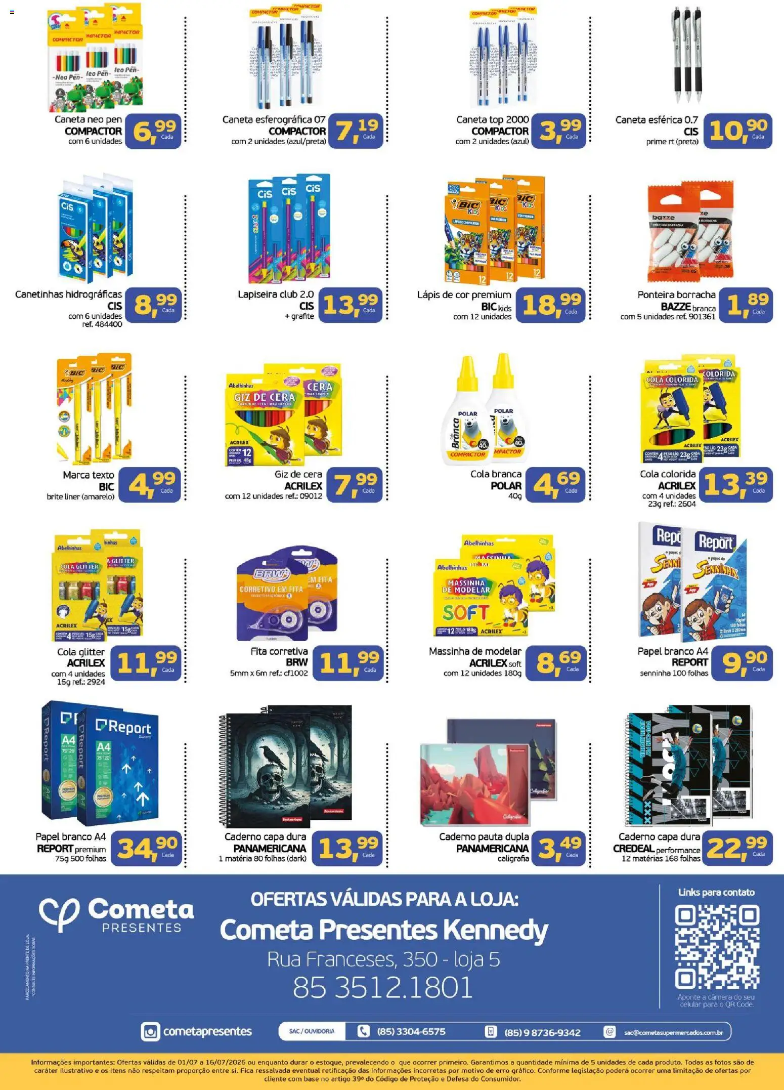 Cometa Supermercados Folheto - válido de 01/07/2026 | Página: 2 | Produtos: Celular, Lápis, Marca texto, Giz de cera