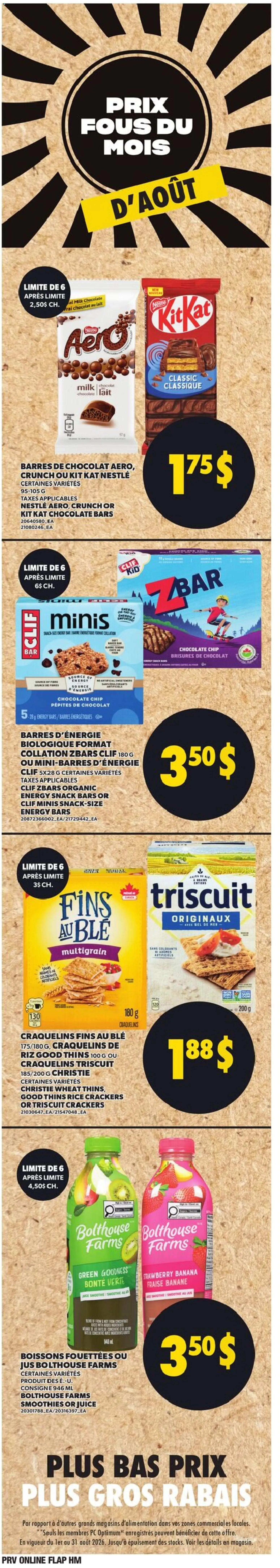 Provigo flyer valid from Aug 27, 2026 | Page: 11 | Products: PC, Smoothie, Chocolate, Juice