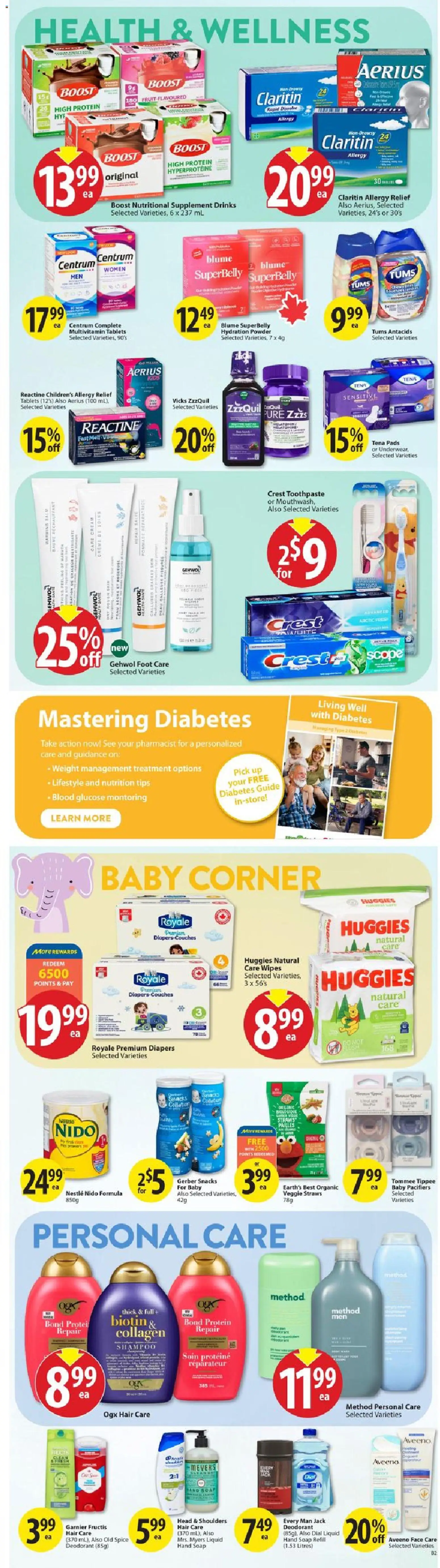 Save on foods flyer valid from Jul 30, 2026 | Page: 28 | Products: Powder, Peeling, Soap, Toothpaste