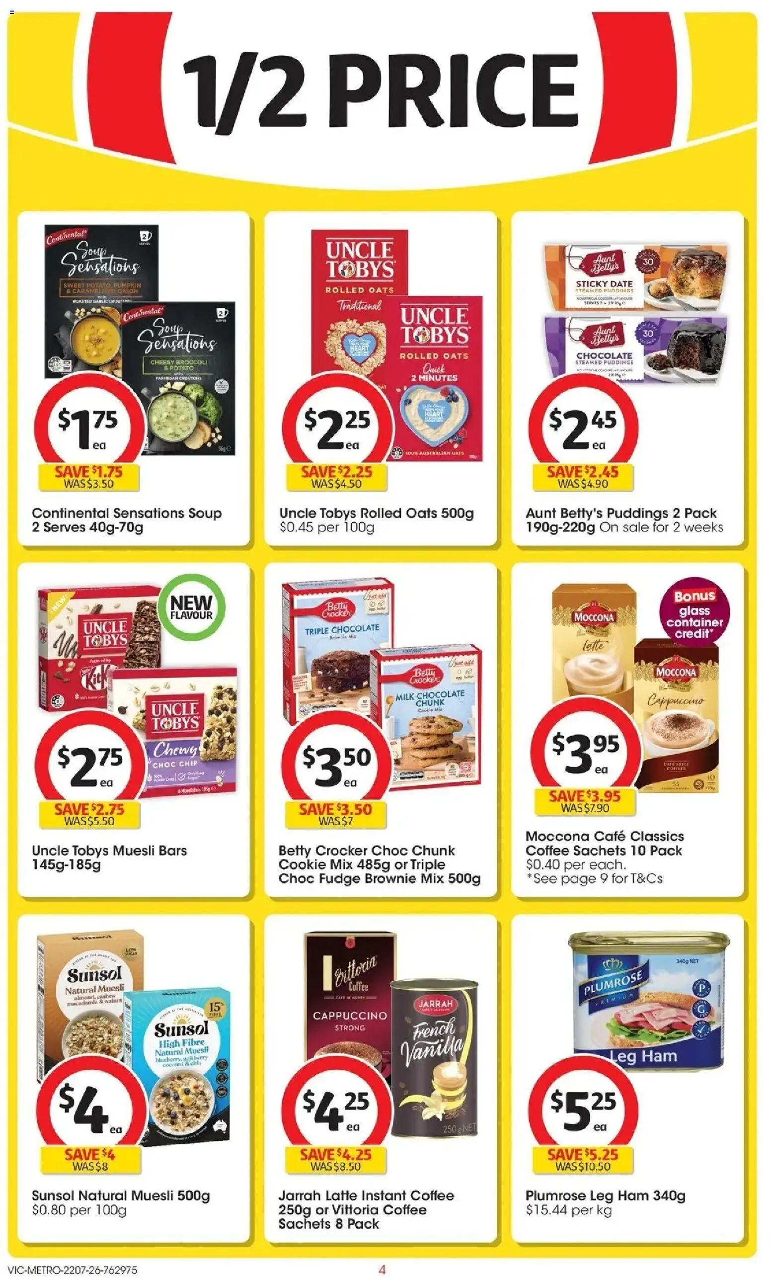 Coles catalogue - valid from 22/07/2026 | Page: 4 | Products: Milk, Coffee, Oats, Pudding